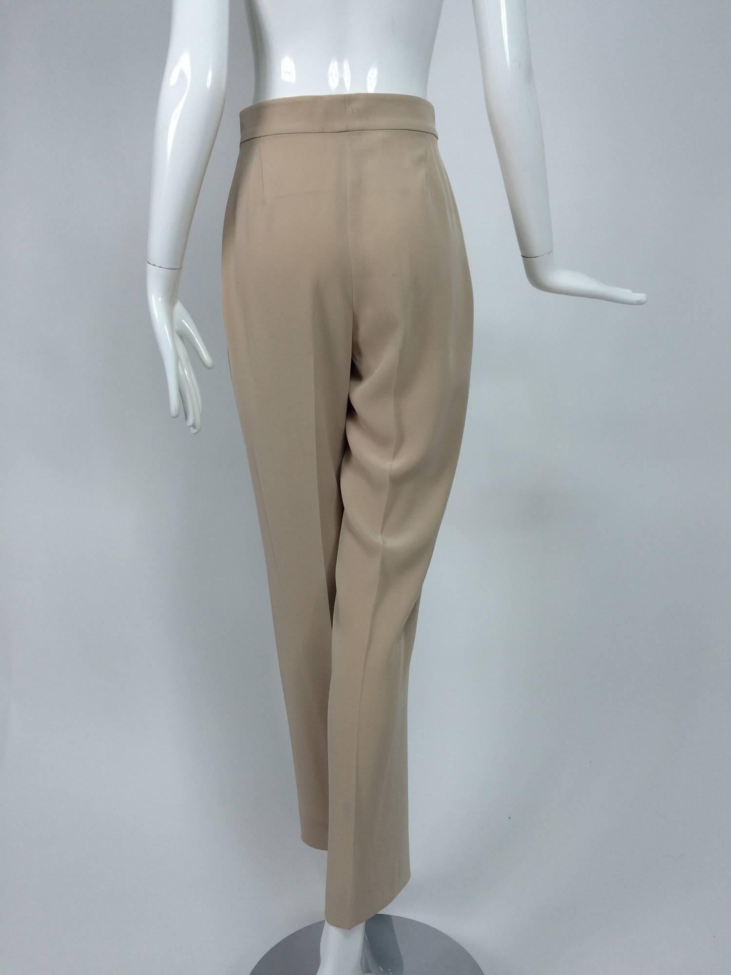 Chanel taupe banded waist fly front trouser 38 1