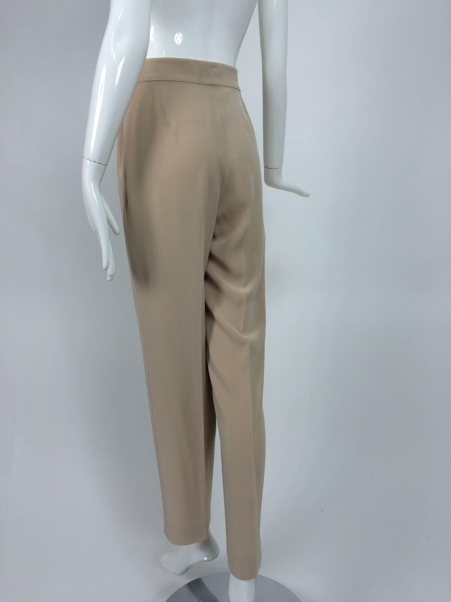 Chanel taupe banded waist fly front trouser 38 2