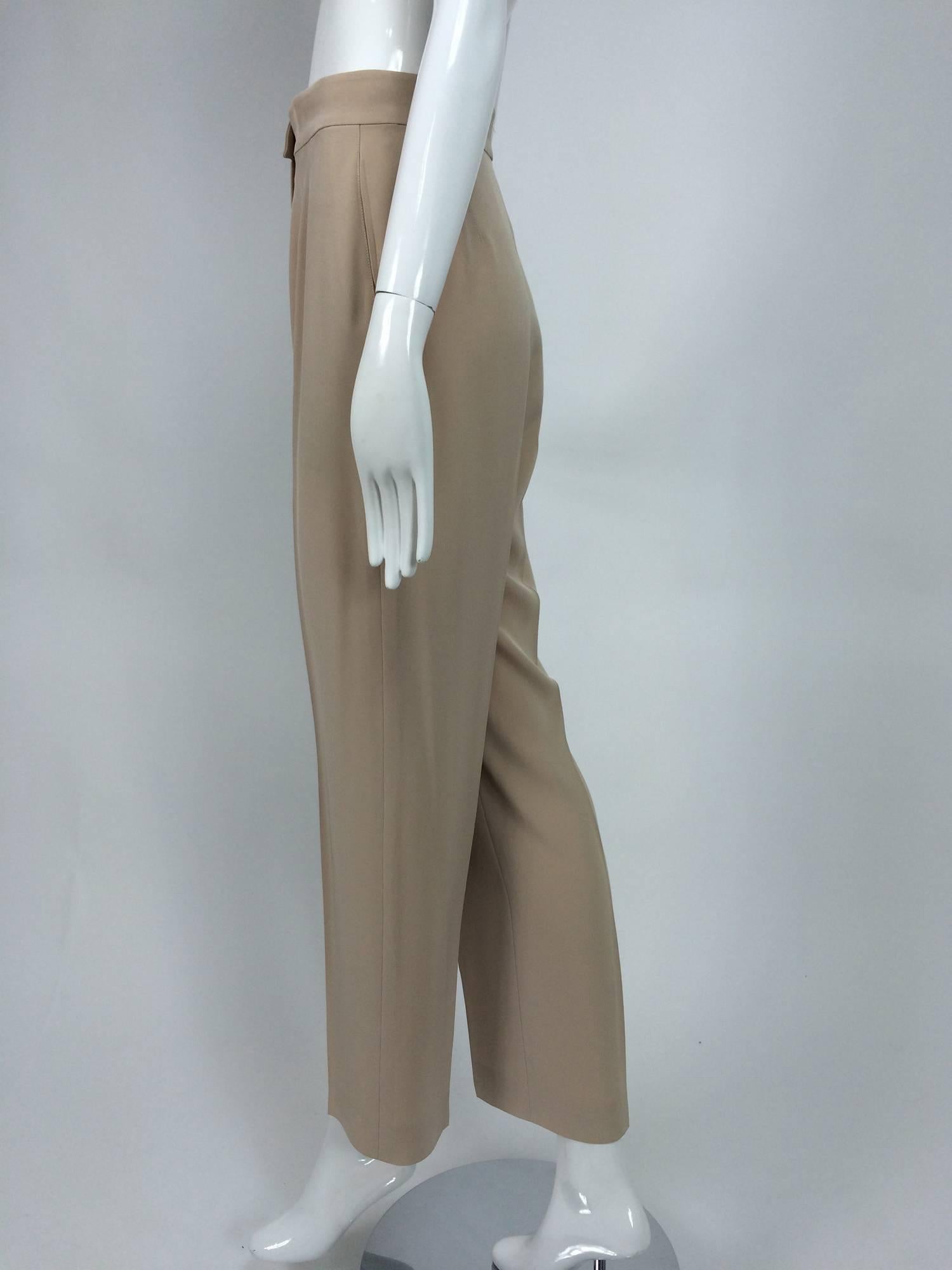 Chanel taupe banded waist fly front trouser 38 3