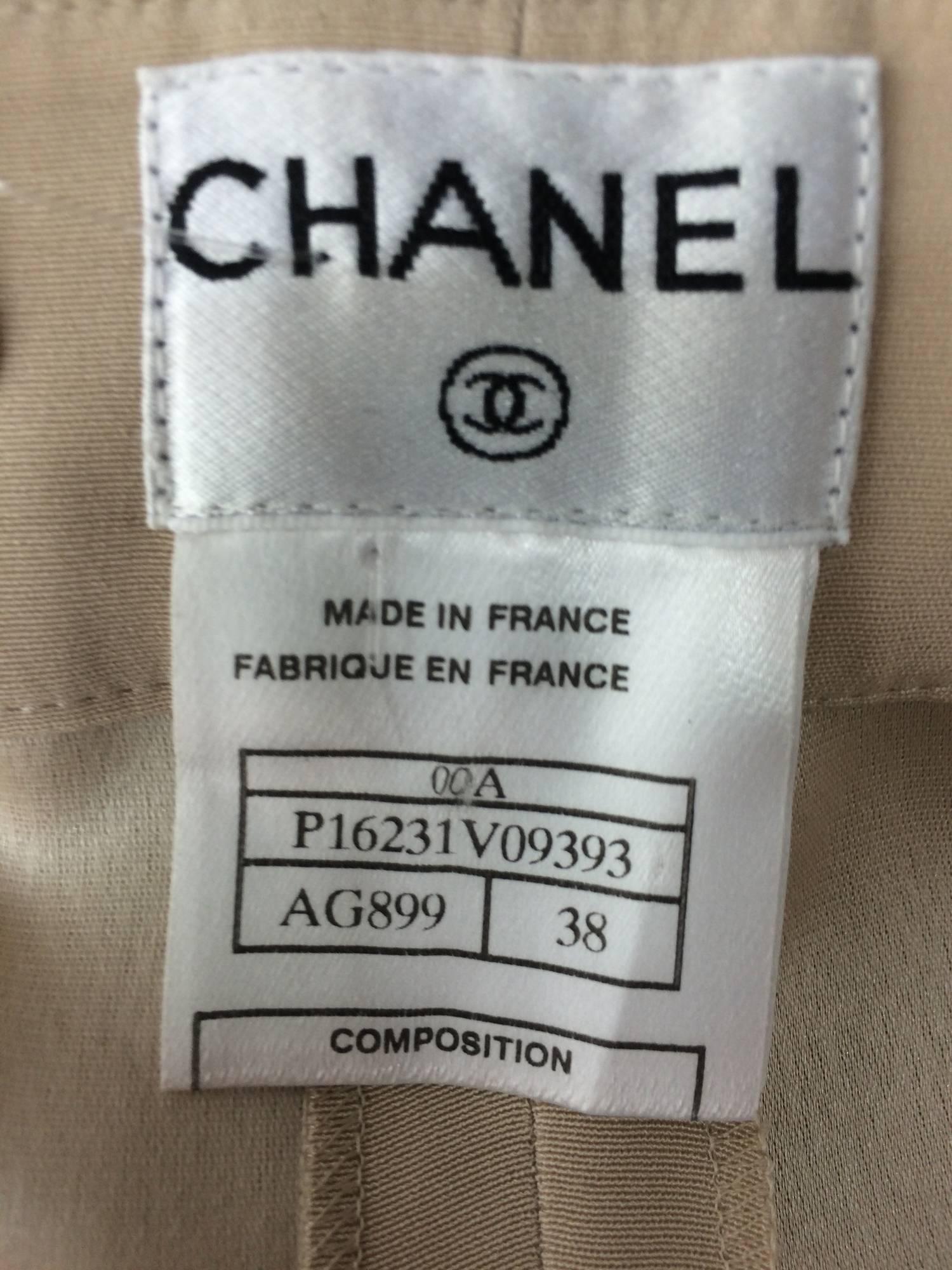 Chanel taupe banded waist fly front trouser 38 5