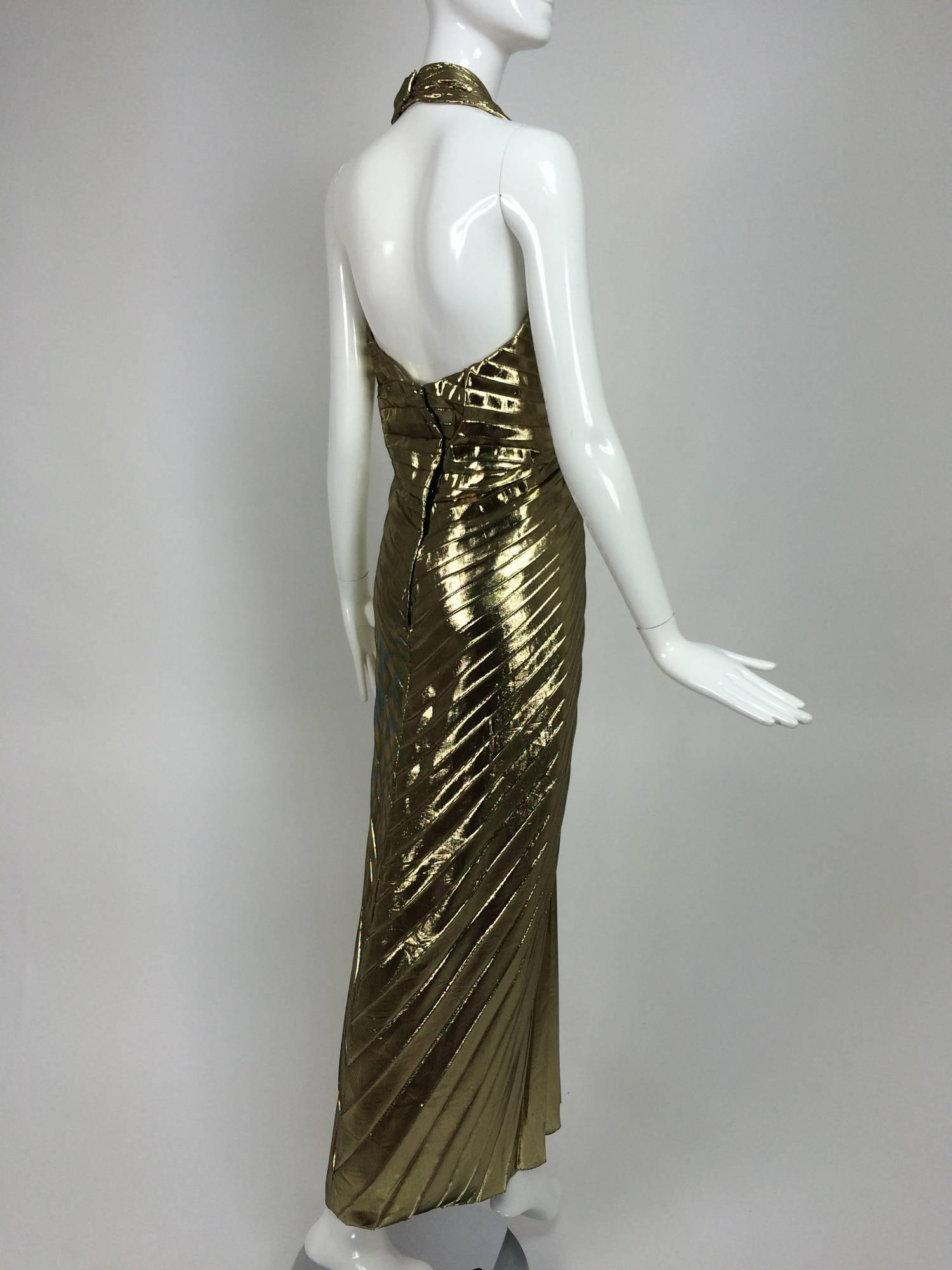 Travilla Marilyn Monroe sunburst pleated gold lame halter neck gown 1953 1