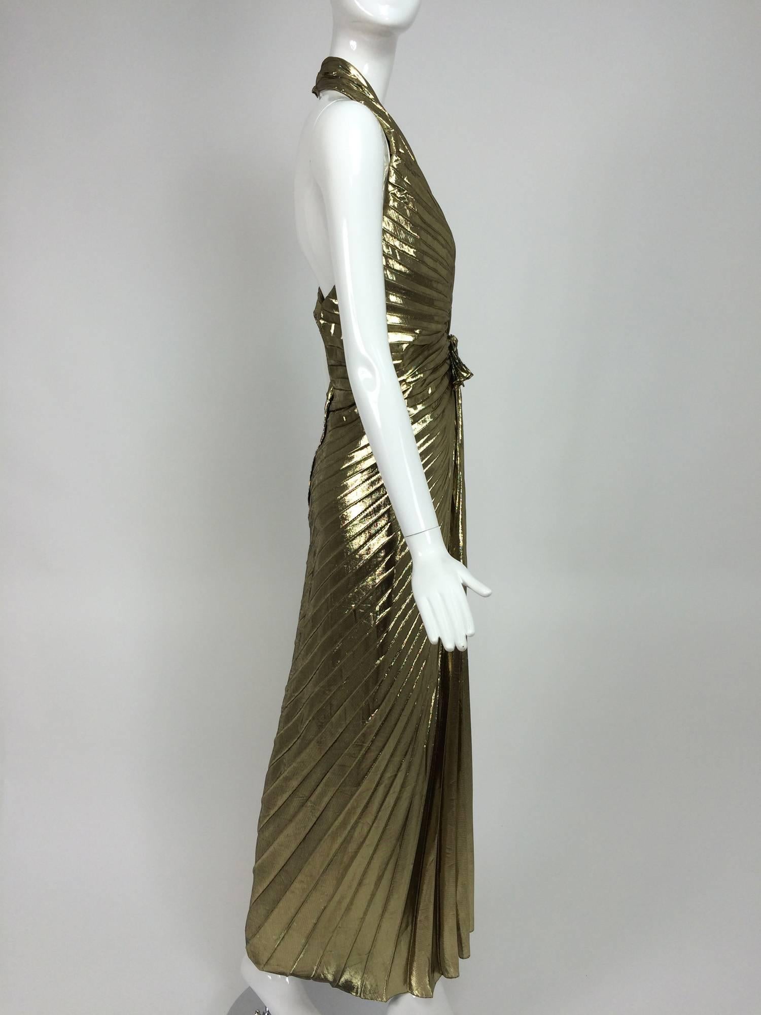 Travilla Marilyn Monroe sunburst pleated gold lame halter neck gown 1953 2