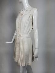 Lord & Taylor white flannel one piece tennis dress with attached shorts 1950s