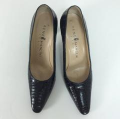 Rene Mancini black alligator high heeled pumps 37