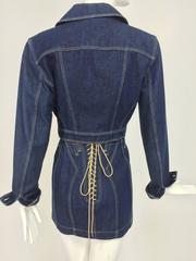 Rare Azzedine Alaia-Caron Cherry denim skirt suit with lace back skirt 1980s