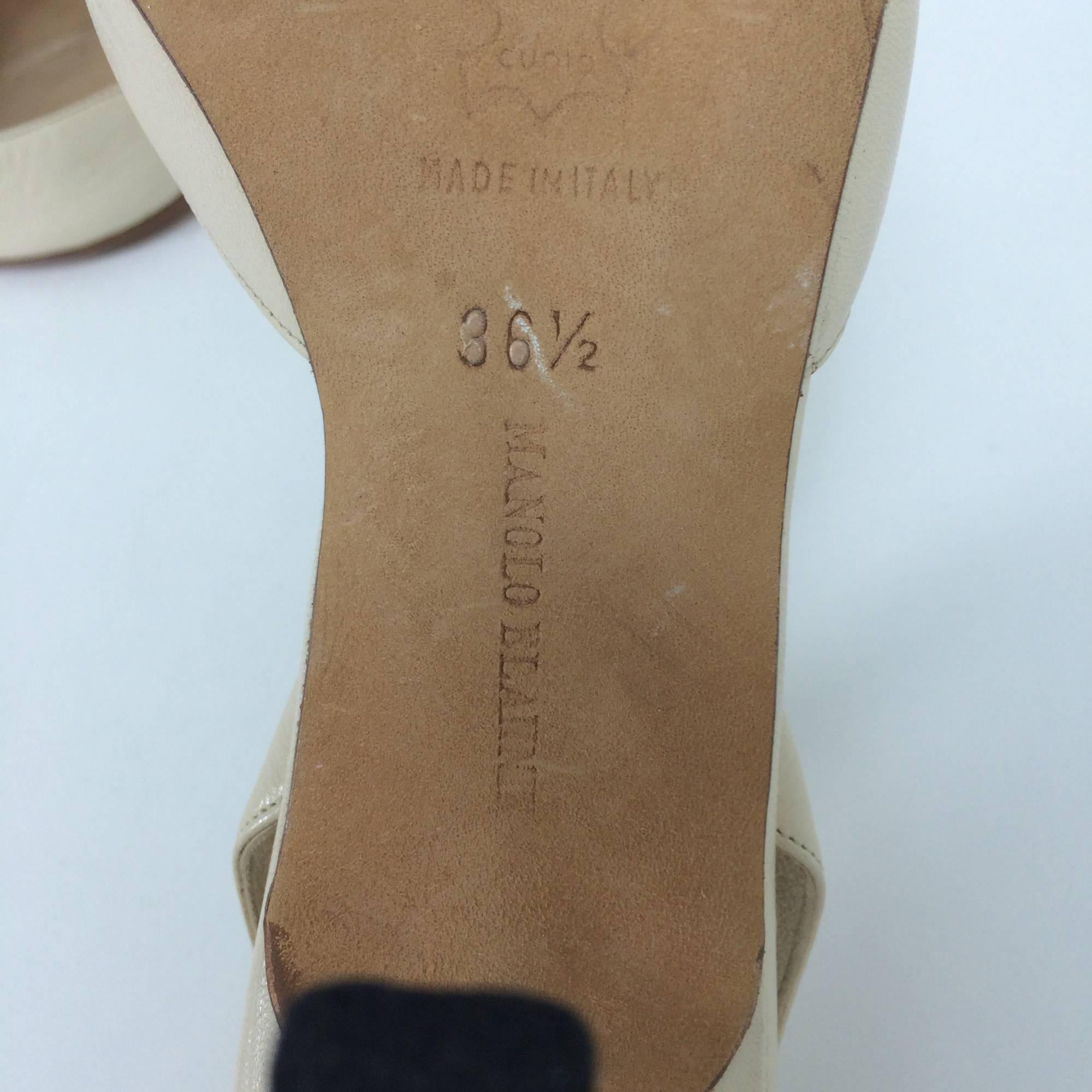 Brown Manolo Blahnik bone leather sling back high heel pumps 36 1/2 M