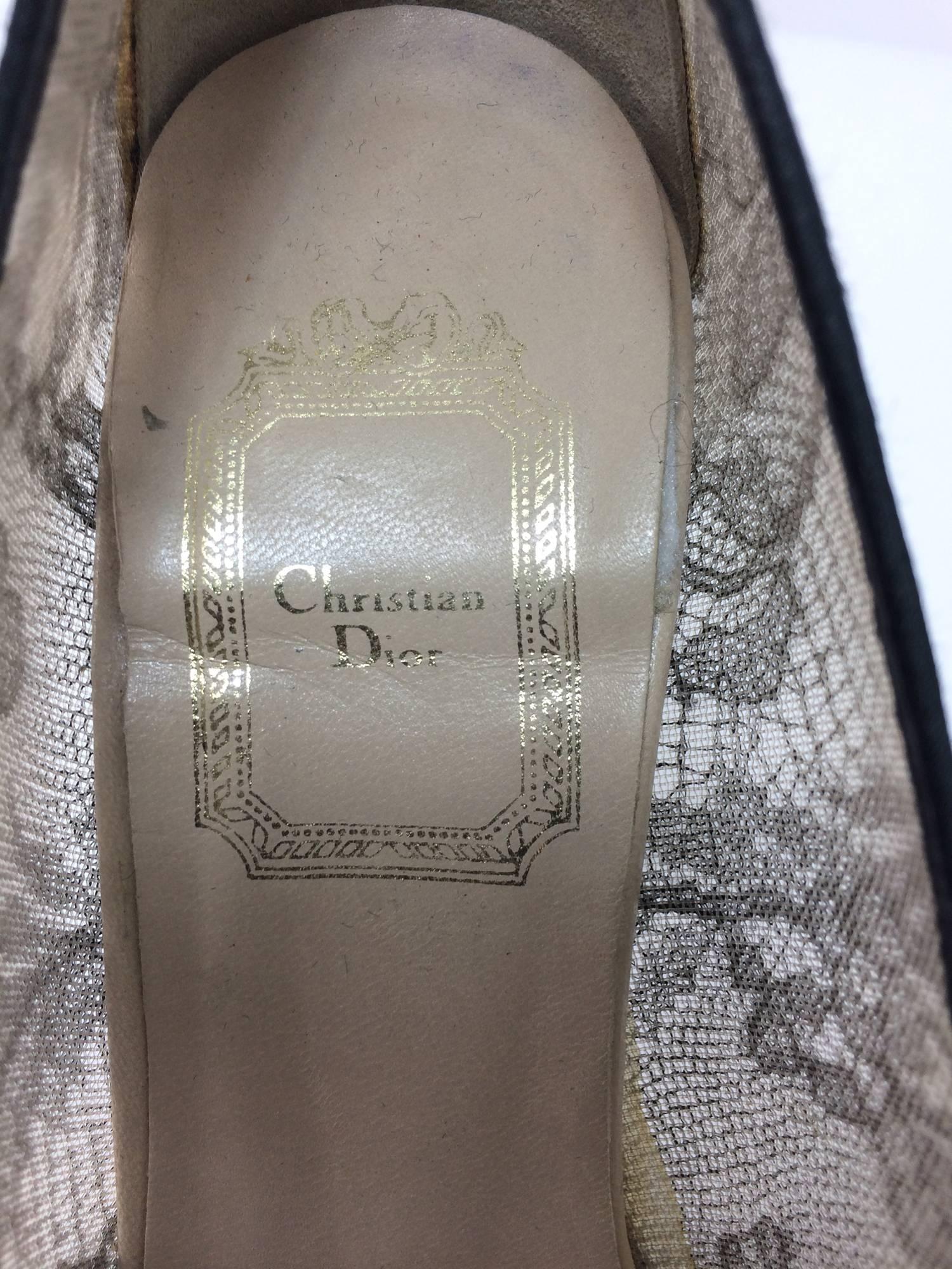 Gray Christian Dior Black Chantilly Lace high heeled pumps 36 1/2