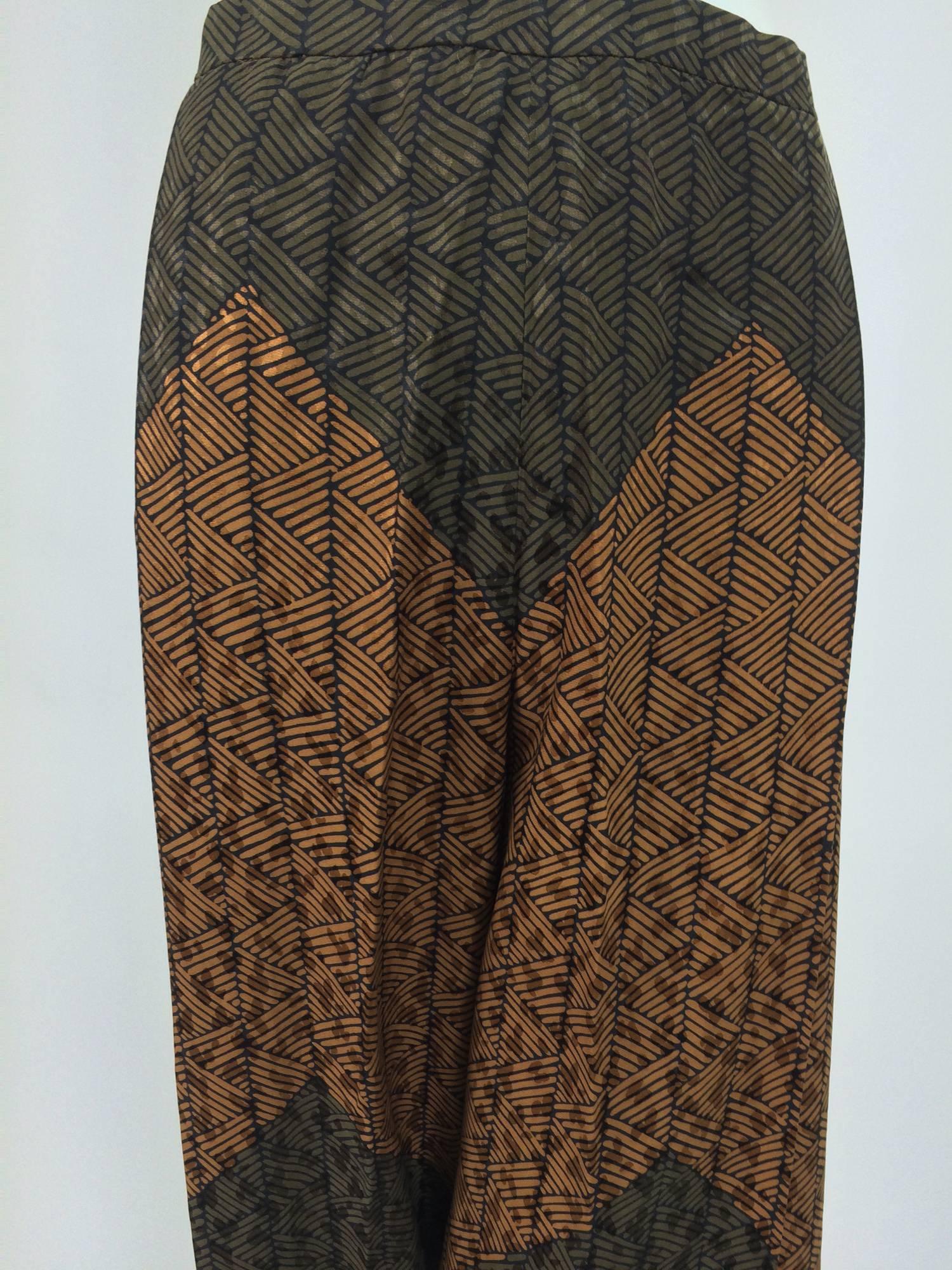 Women's Carolina Herrera cocoa/chocolate geometric print wide leg trouser For Sale