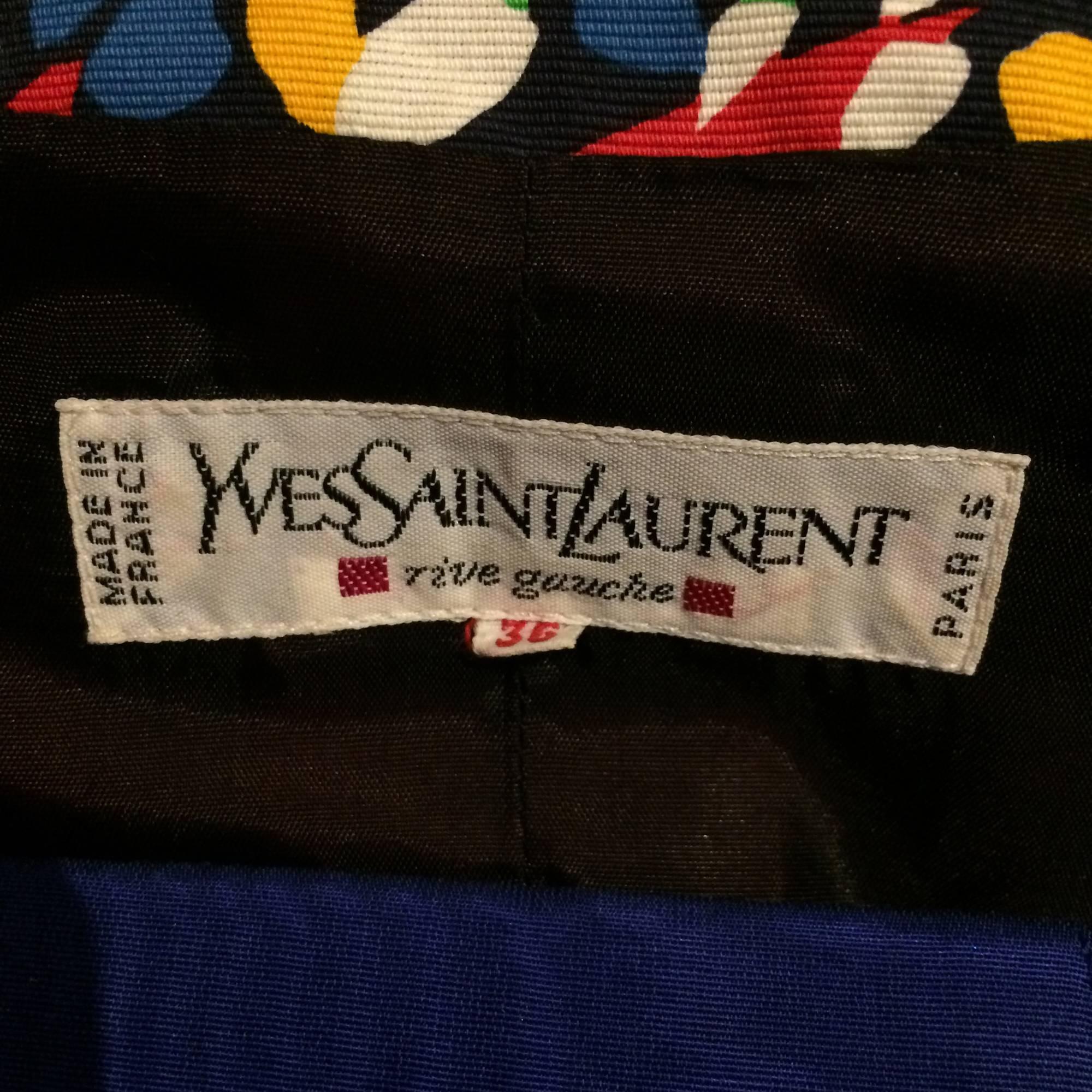 Yves Saint Laurent floral print scoop neck jacket & original belt early 80s For Sale 2