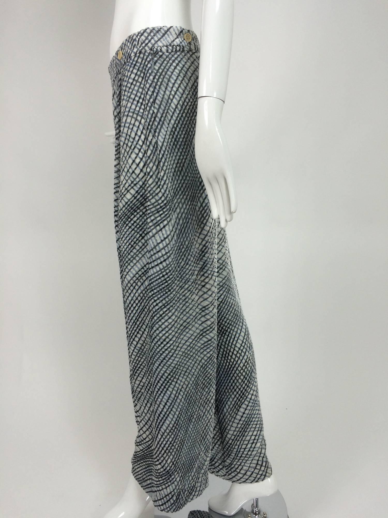 Gray Giorgio Armani lattice pattern cut velvet wide leg trouser shades of gray