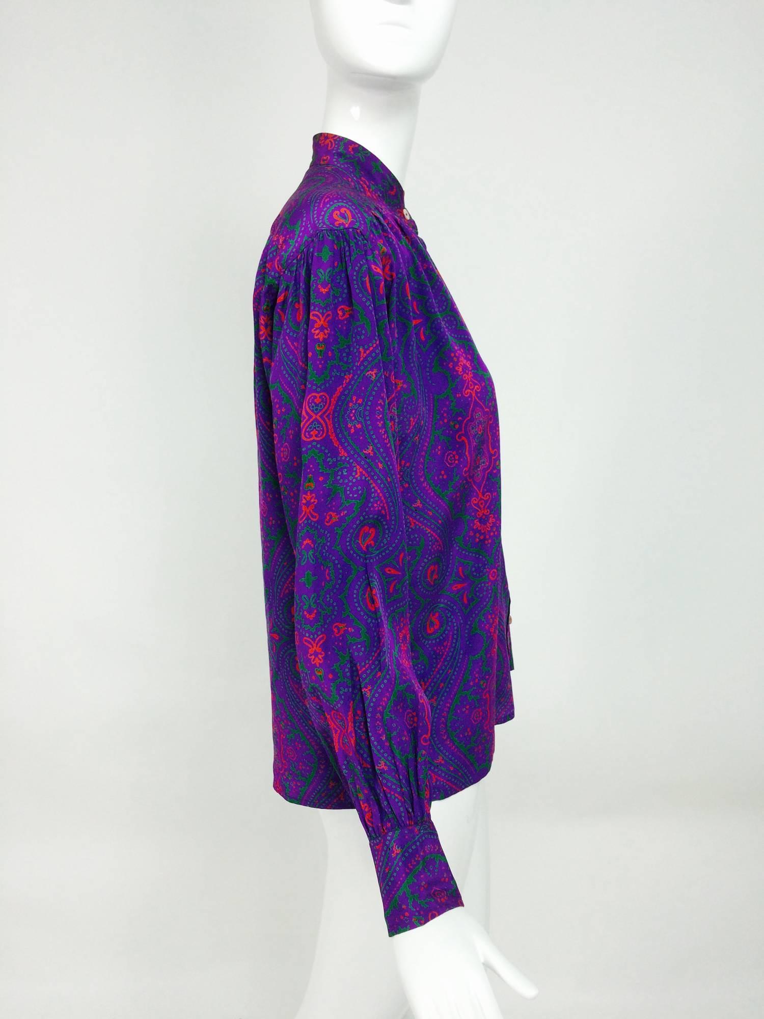 Women's Yves Saint Laurent Moorish print silk blouse 1970s  38