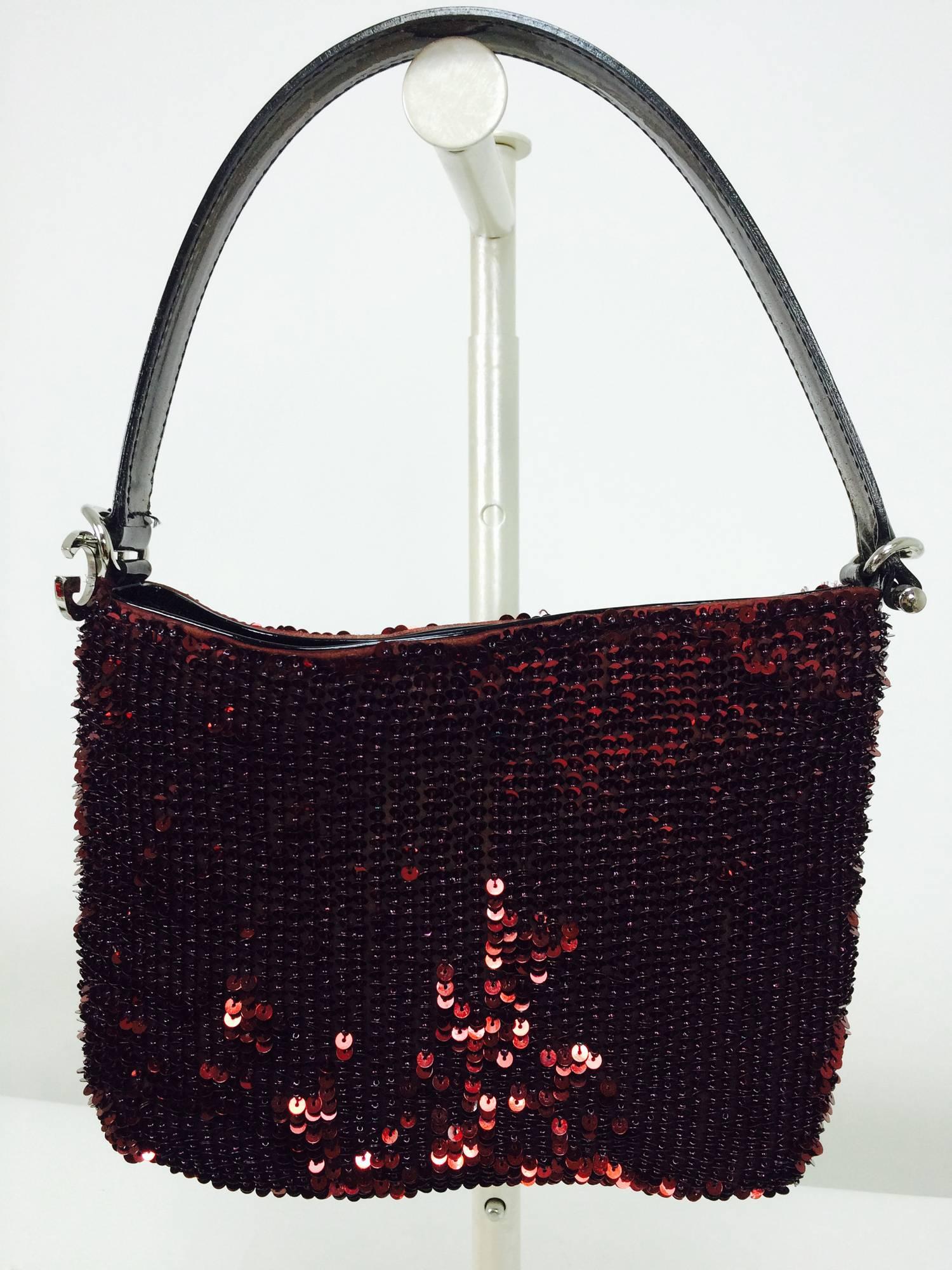 red glitter handbag