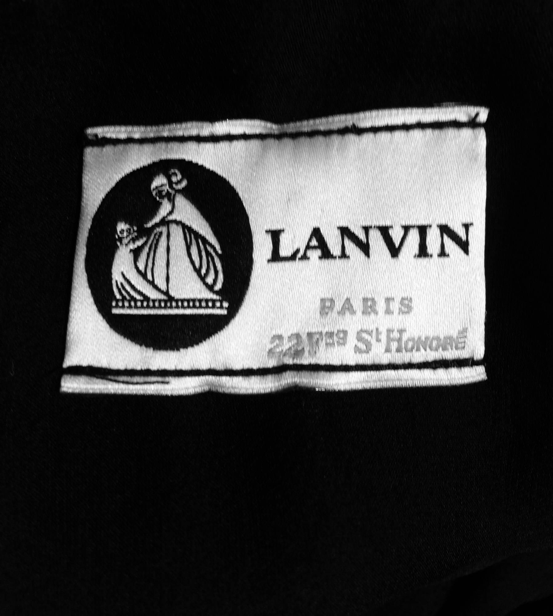 Lanvin Paris black silk tiered ruffle rhinestone shoulder 20s influenced dress 5