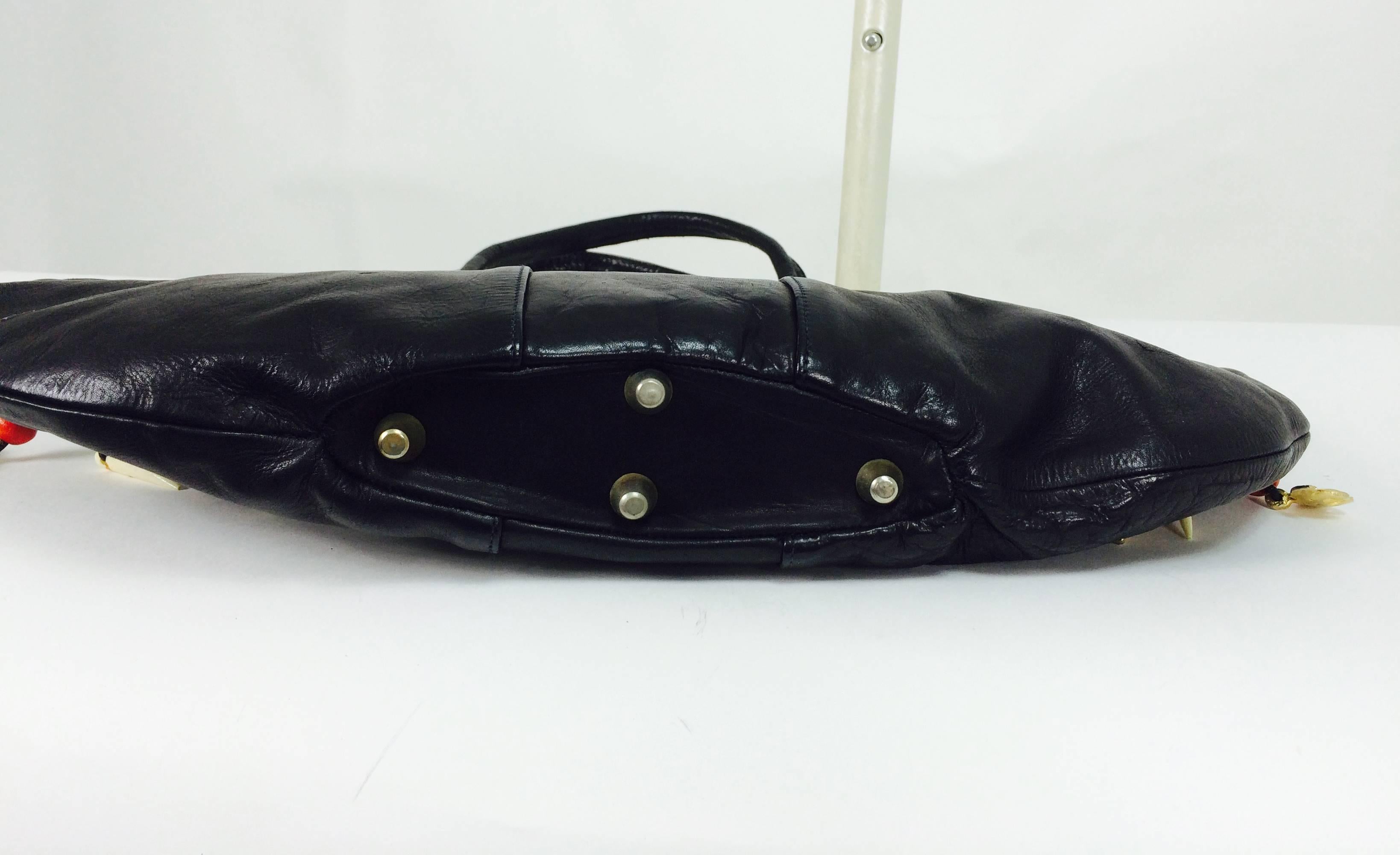 Novelty black leather unique shape tribal charm handbag  3
