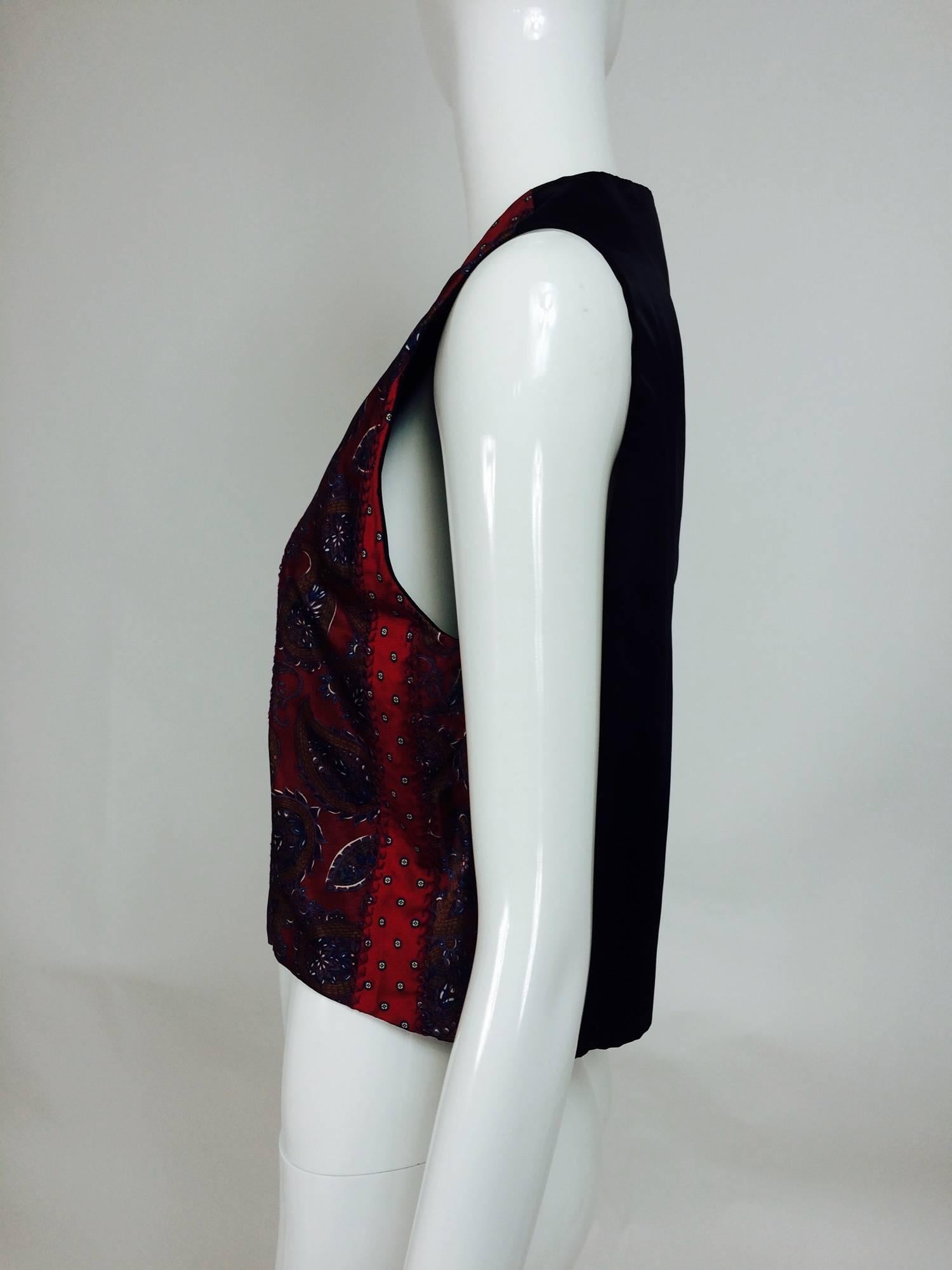 Vintage Christian Dior silk foulard open front vest 1970s 2