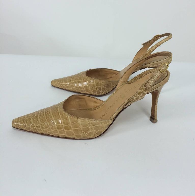 Rene Mancini Paris Blond Alligator Sling Back High Heel Pumps 36 For Sale At 1stdibs