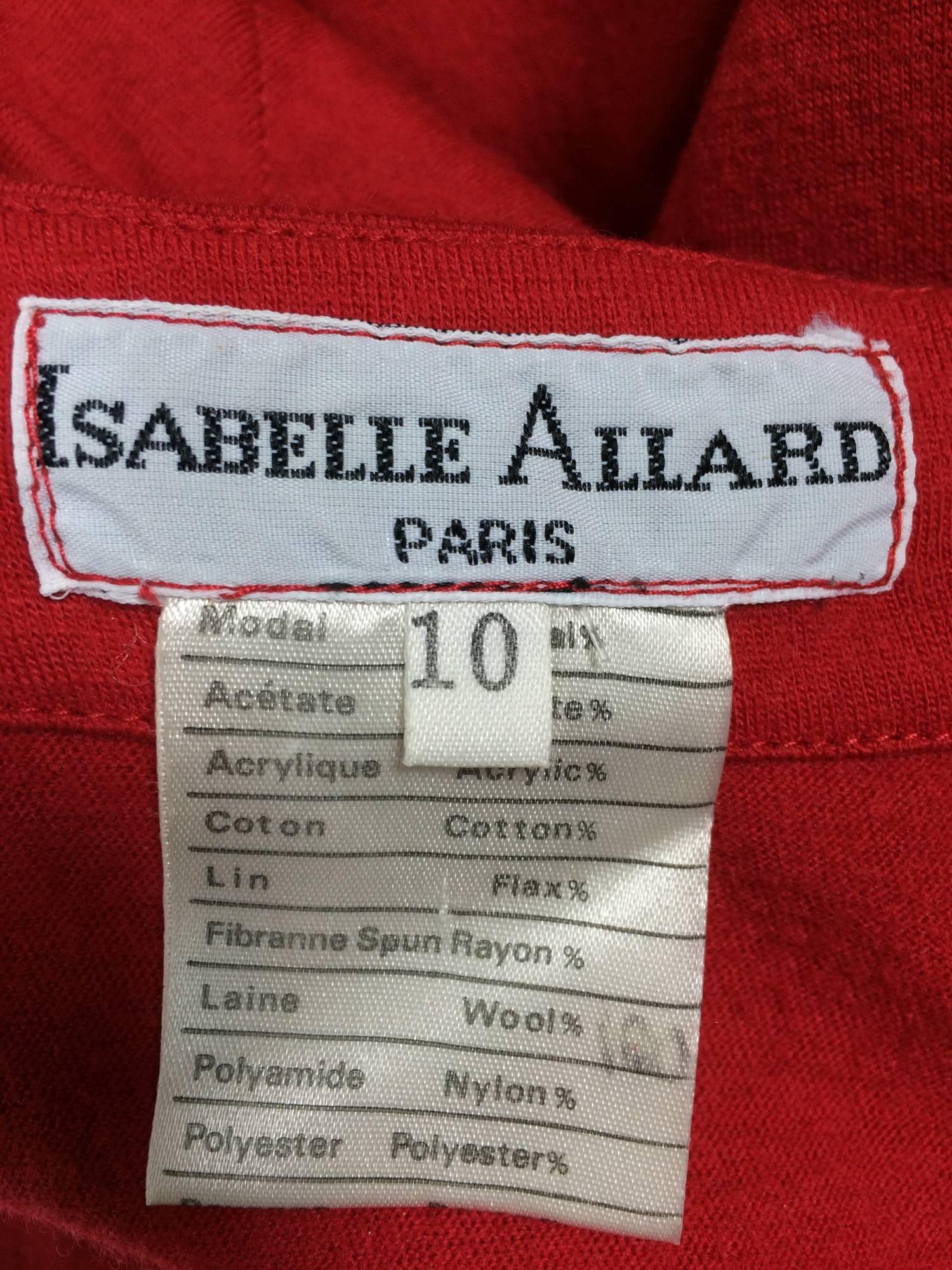 Isabelle Allard Paris red jersey dress with peplum hip bows & pom poms 1990s 3
