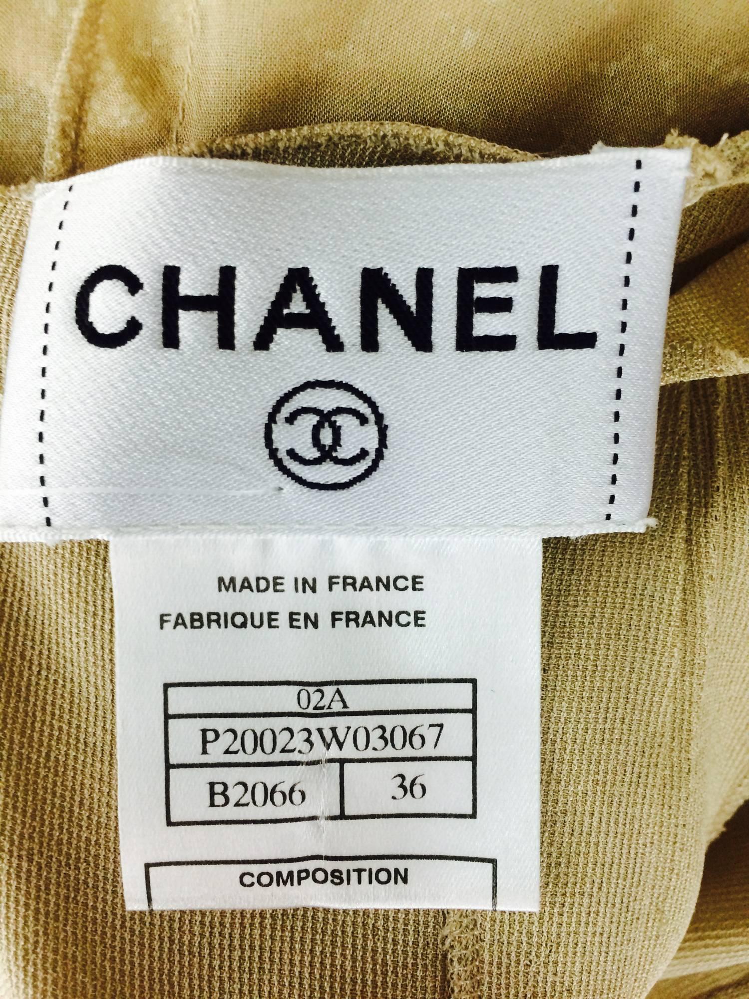 Chanel long sleeve lace print champagne silk chiffon chemise dress 2001 3