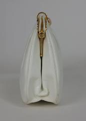 Judith Leiber weiße Karung Abendtasche mit Juwelen und Goldrahmen 1990er Jahre NWOT