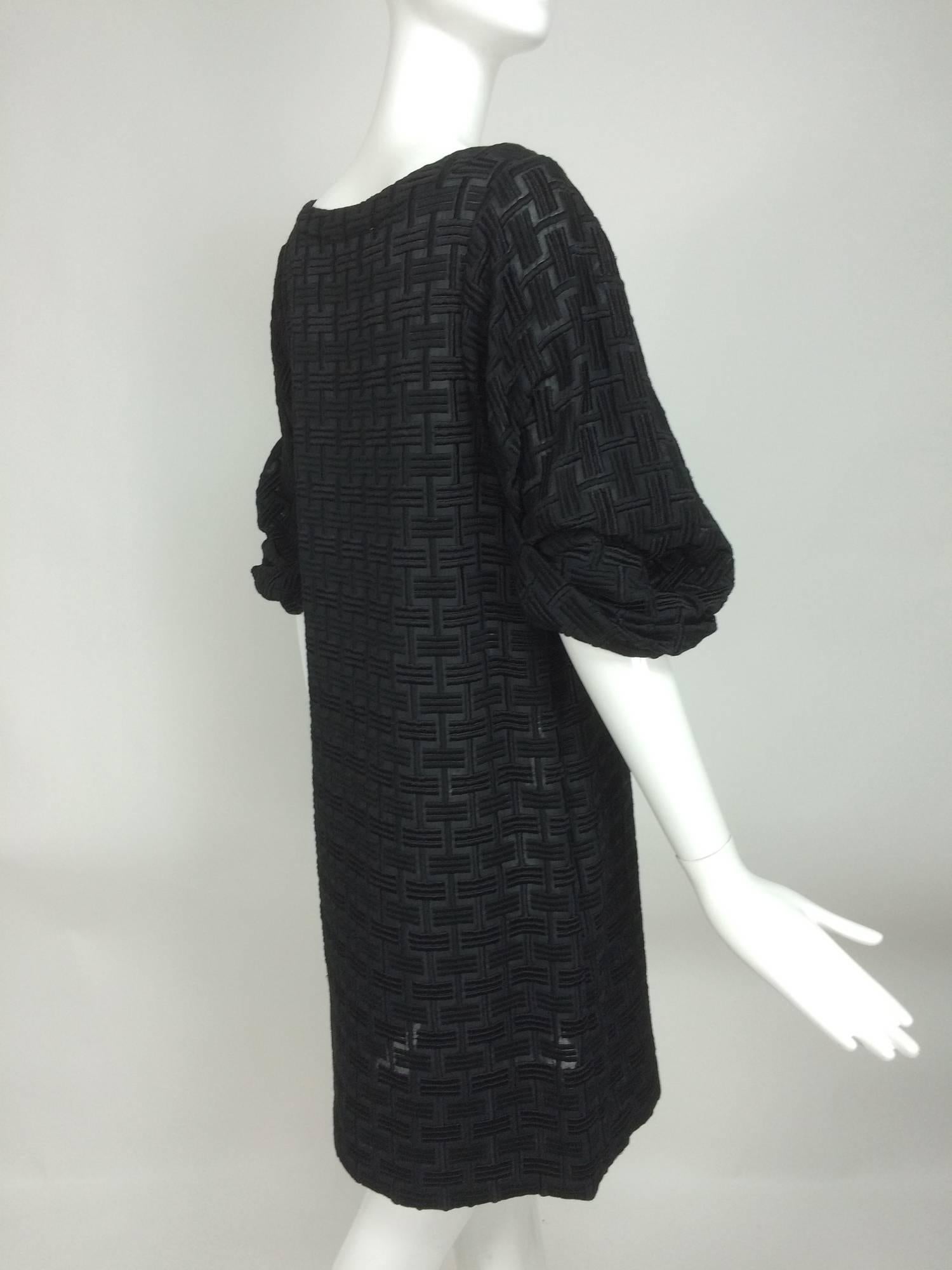 Black Marni heavily embroidered sheer black cotton day dress