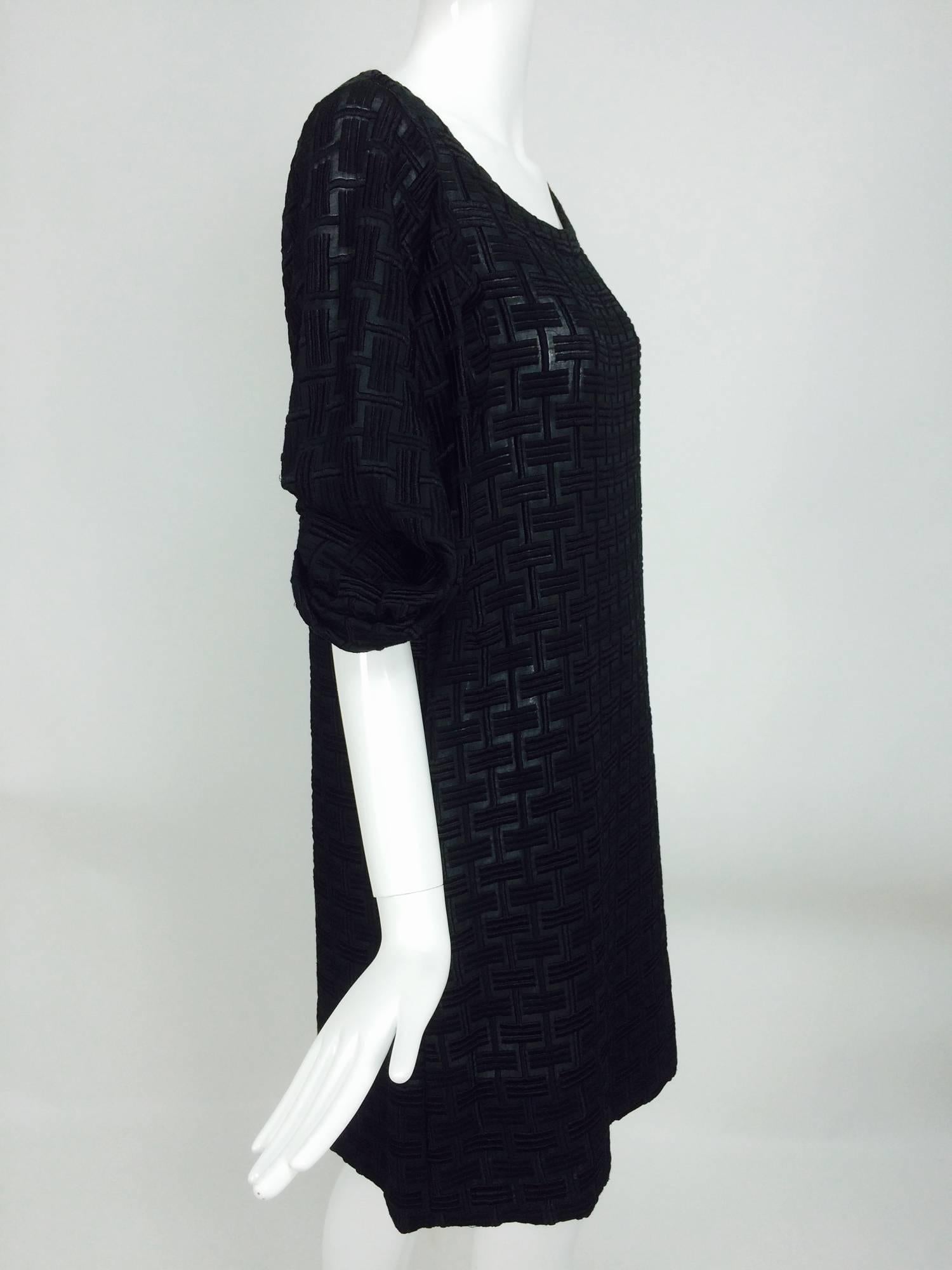 Marni heavily embroidered sheer black cotton day dress In Excellent Condition In West Palm Beach, FL