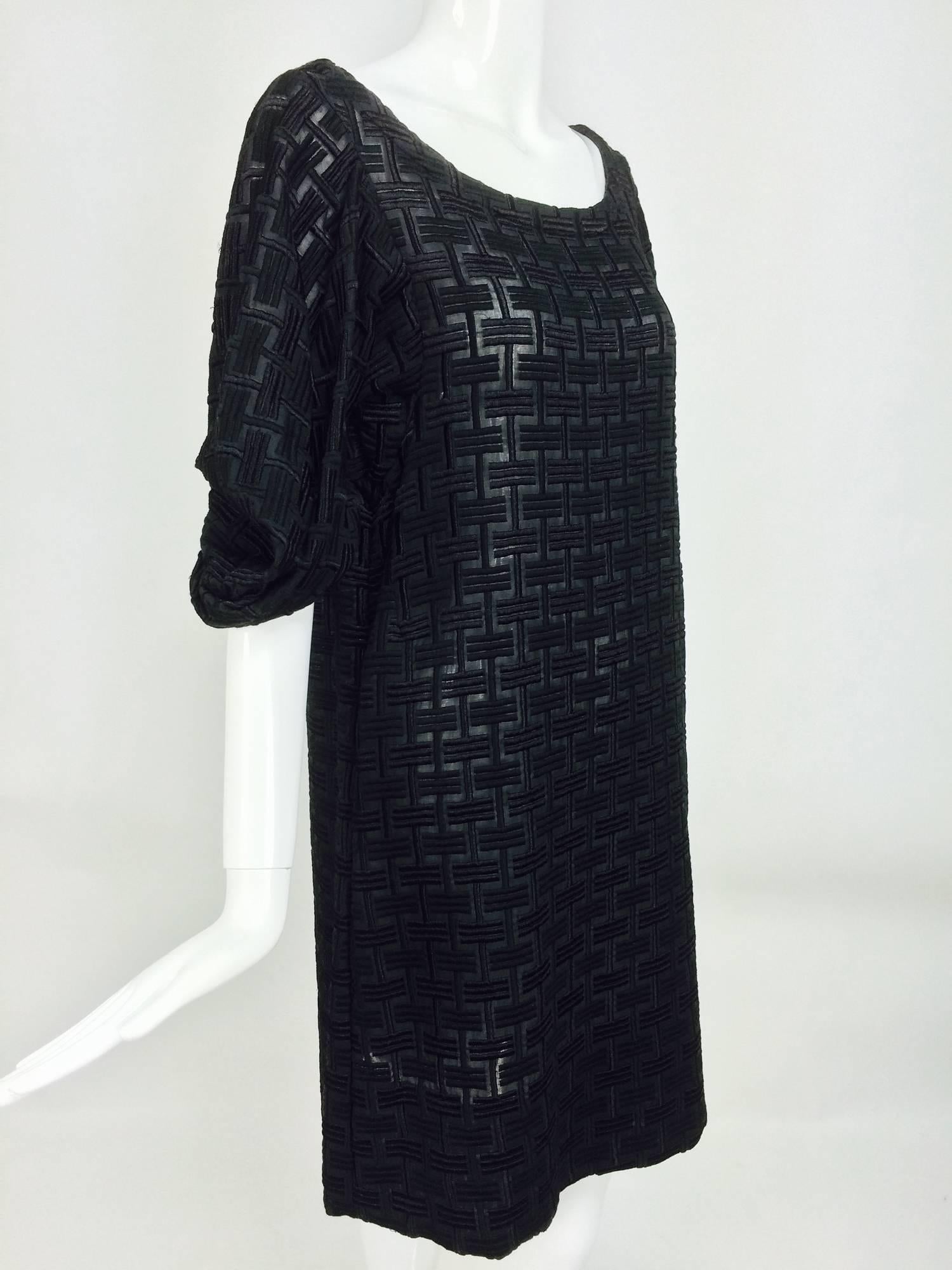 Women's Marni heavily embroidered sheer black cotton day dress