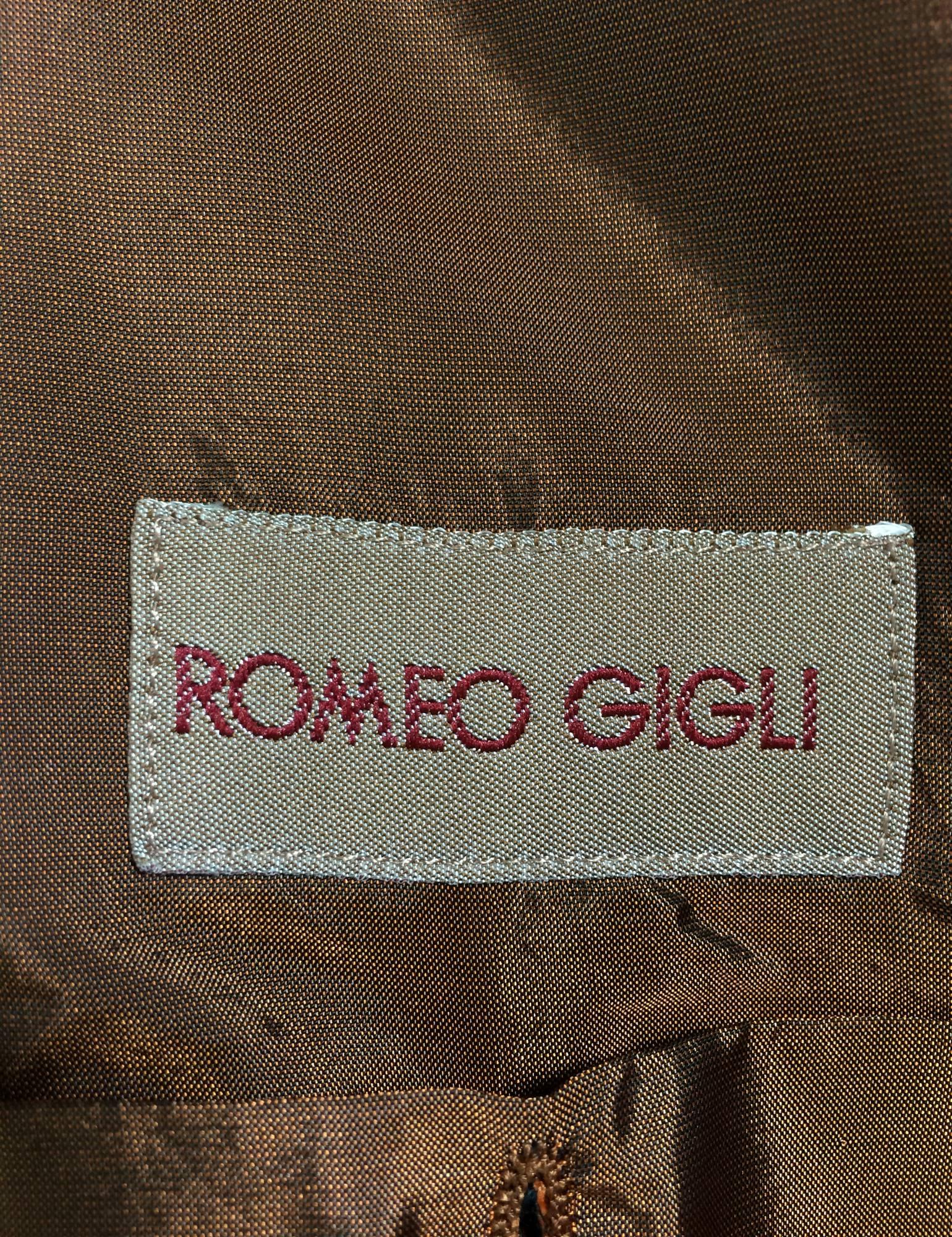 Romeo Gigli jewel button cocoa moire single breasted jacket vintage 2