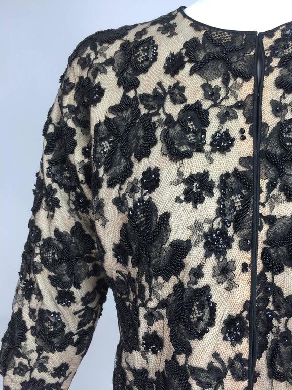 Beaded black lace and cashmere satin trimmed cardigan sweater 1950s at ...