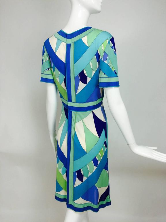 Vintage Emilio Pucci Vivara blue green aqua silk jersey print dress ...