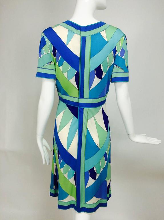 Vintage Emilio Pucci Vivara blue green aqua silk jersey print dress ...