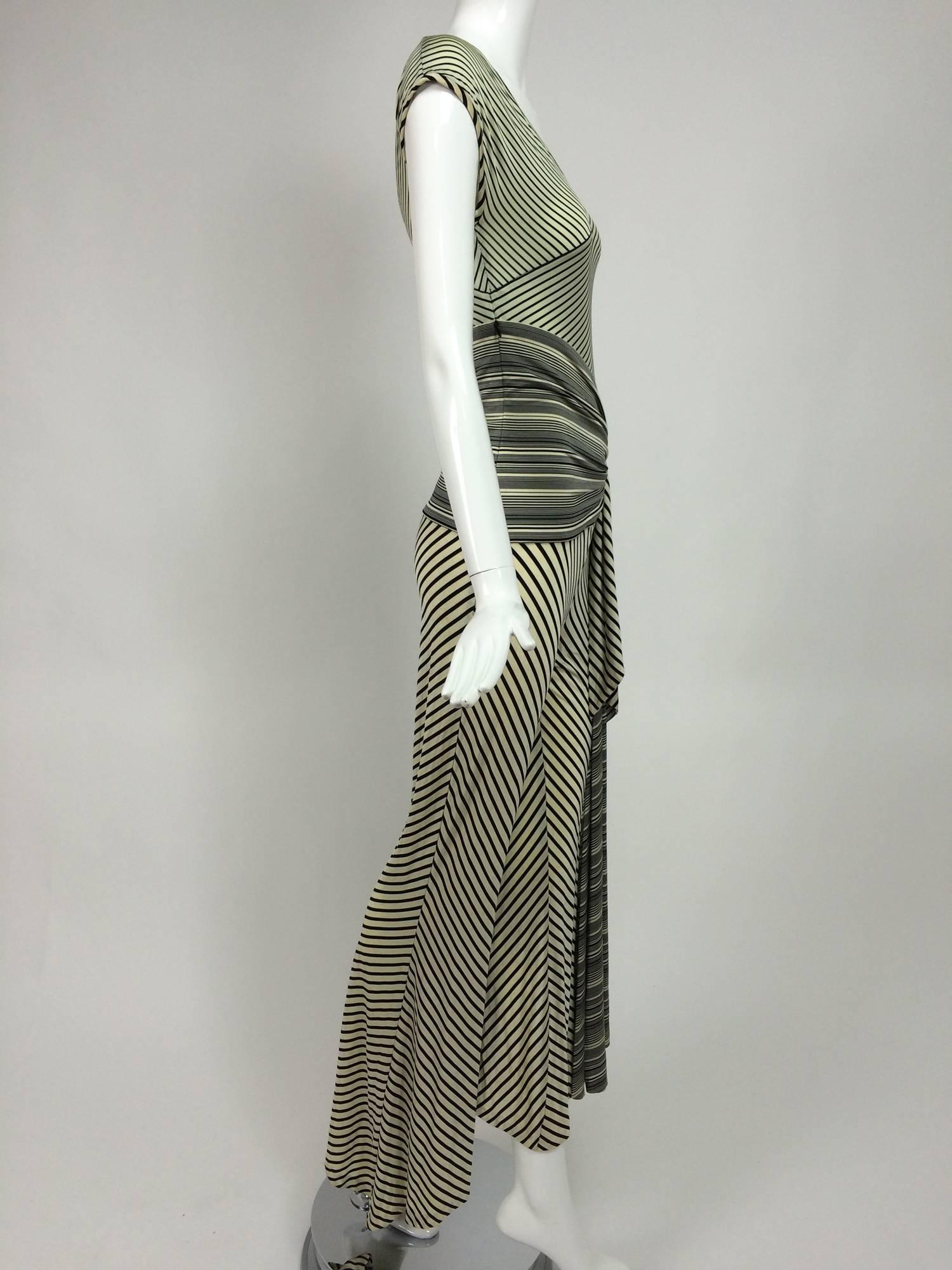 Vintage JIKI Monte Carlo Body con striped asymmetrical hem jumpsuit 1980s 1