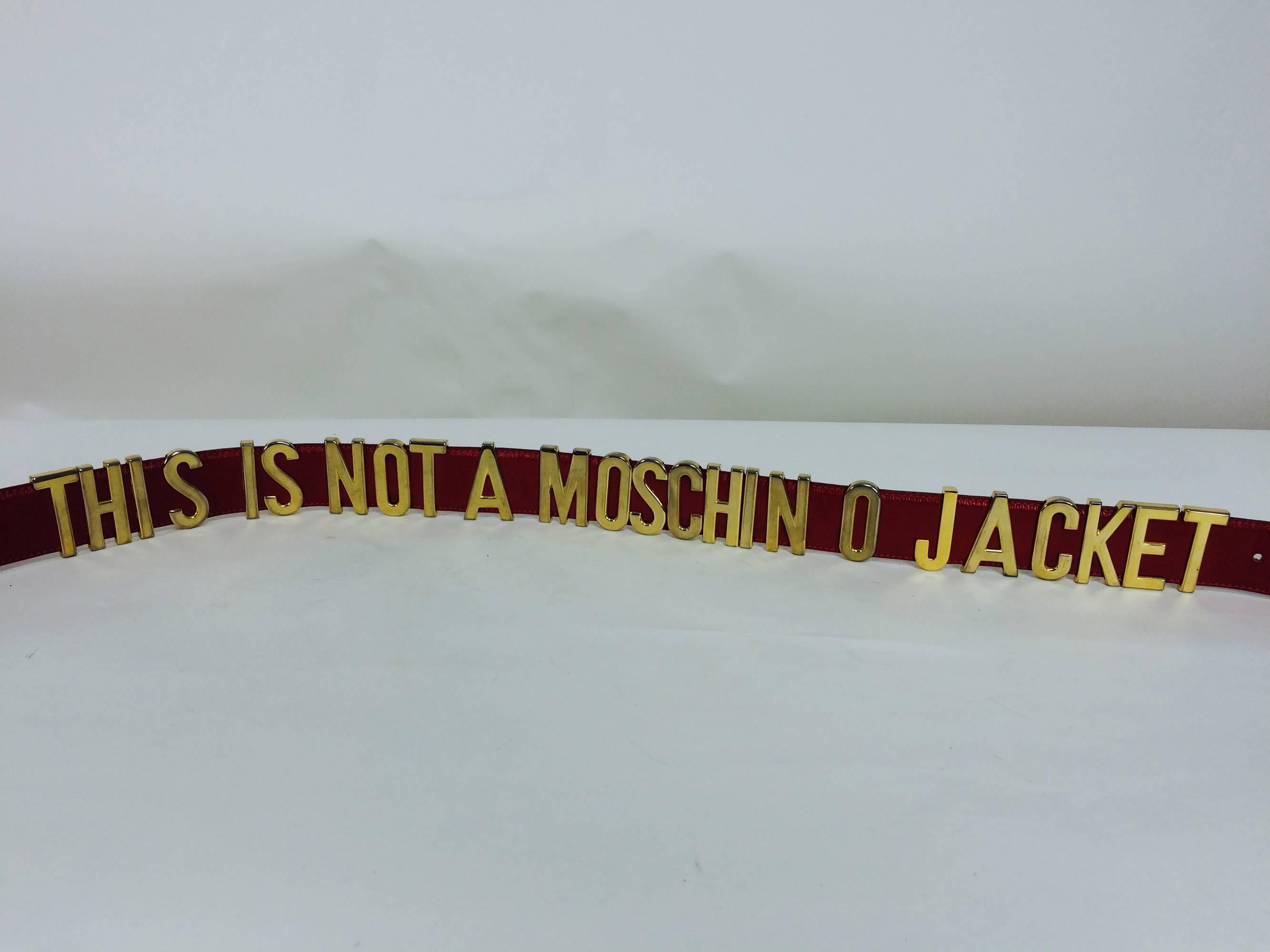 Vintage Moschino Redwall-This Is Not A Moschino Jacket- belt 42 1980s 1