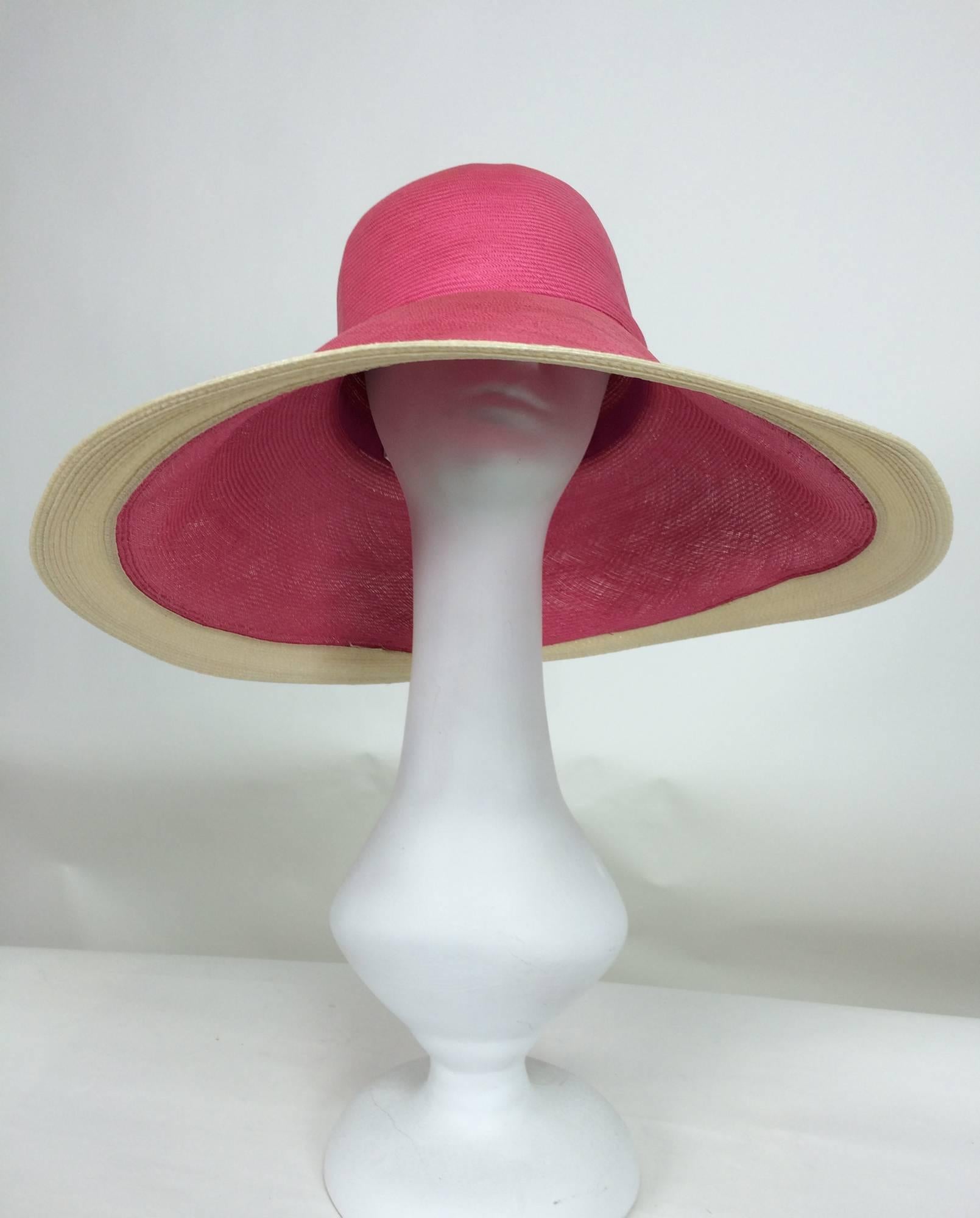 hot pink wide brim hat