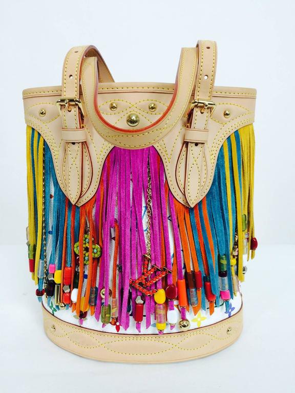 Louis Vuitton x Murakami Multicolore Monogram Canvas Fringe Bucket Bag  Vintage