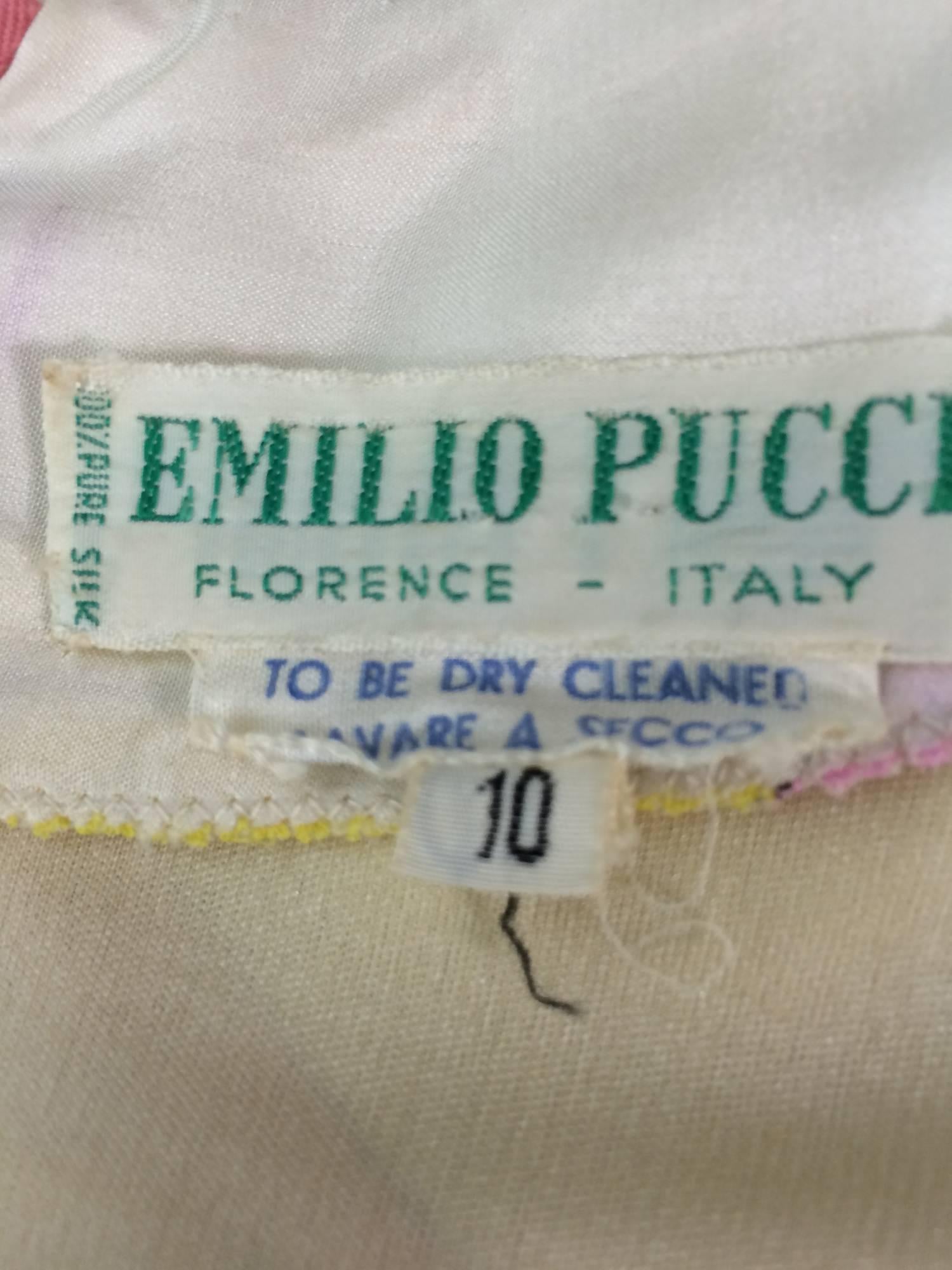 Vintage Emilio Pucci hot pink & citron Silk jersey dress 1960s 5