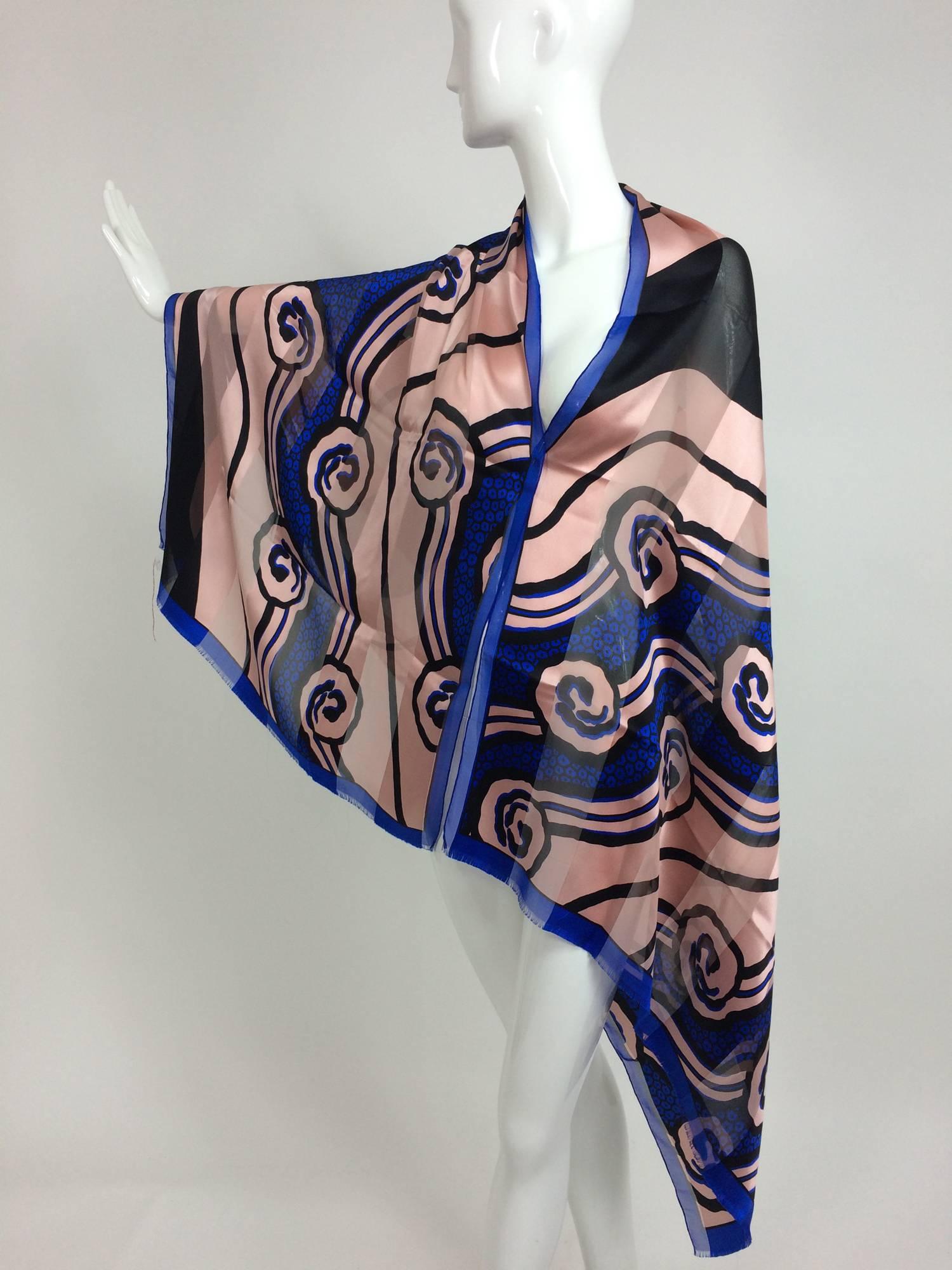 Vintage Roger Vivier Paris Art Deco design silk shawl 1990s In Excellent Condition In West Palm Beach, FL