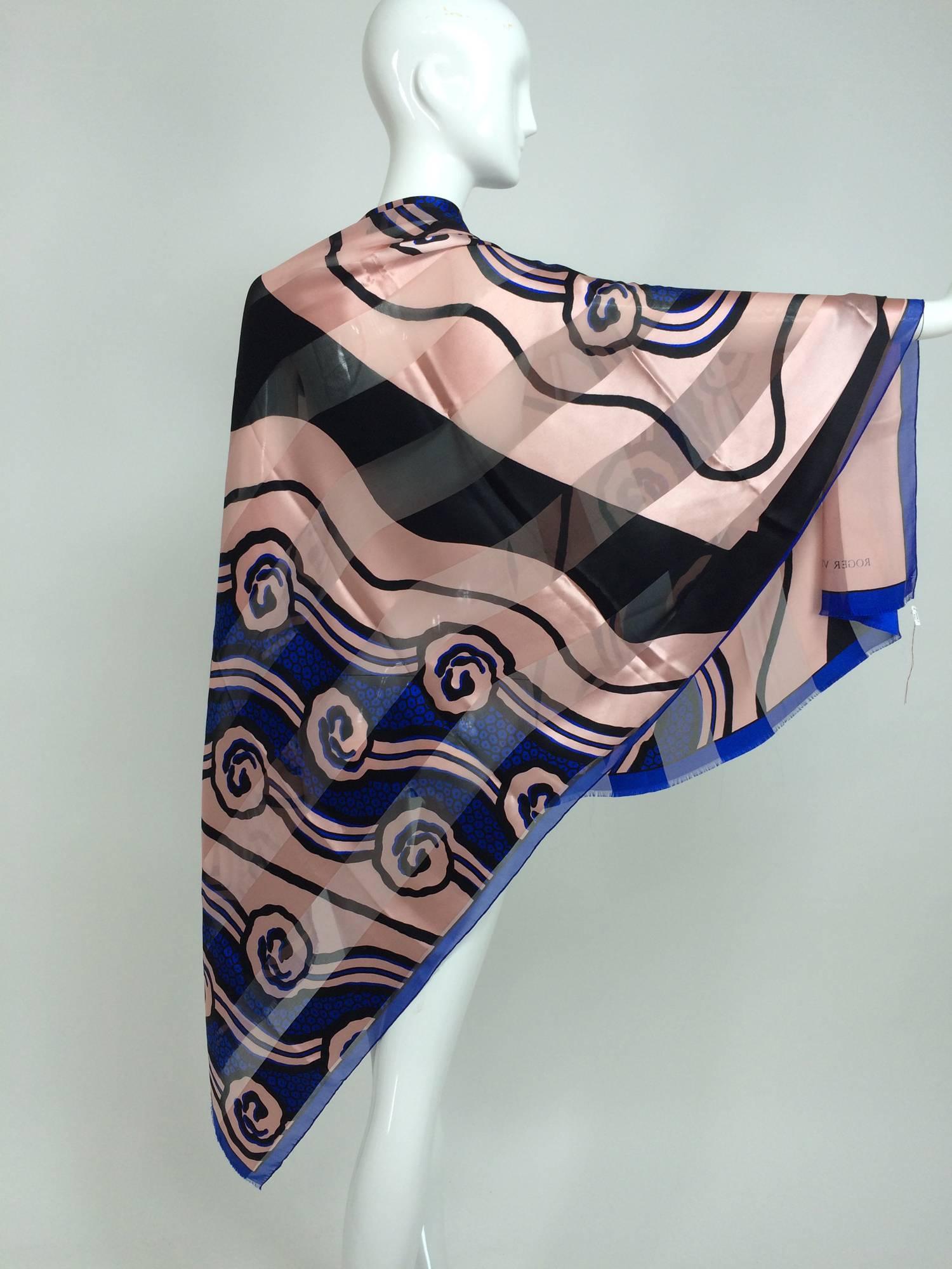 Vintage Roger Vivier Paris Art Deco design silk shawl 1990s 2