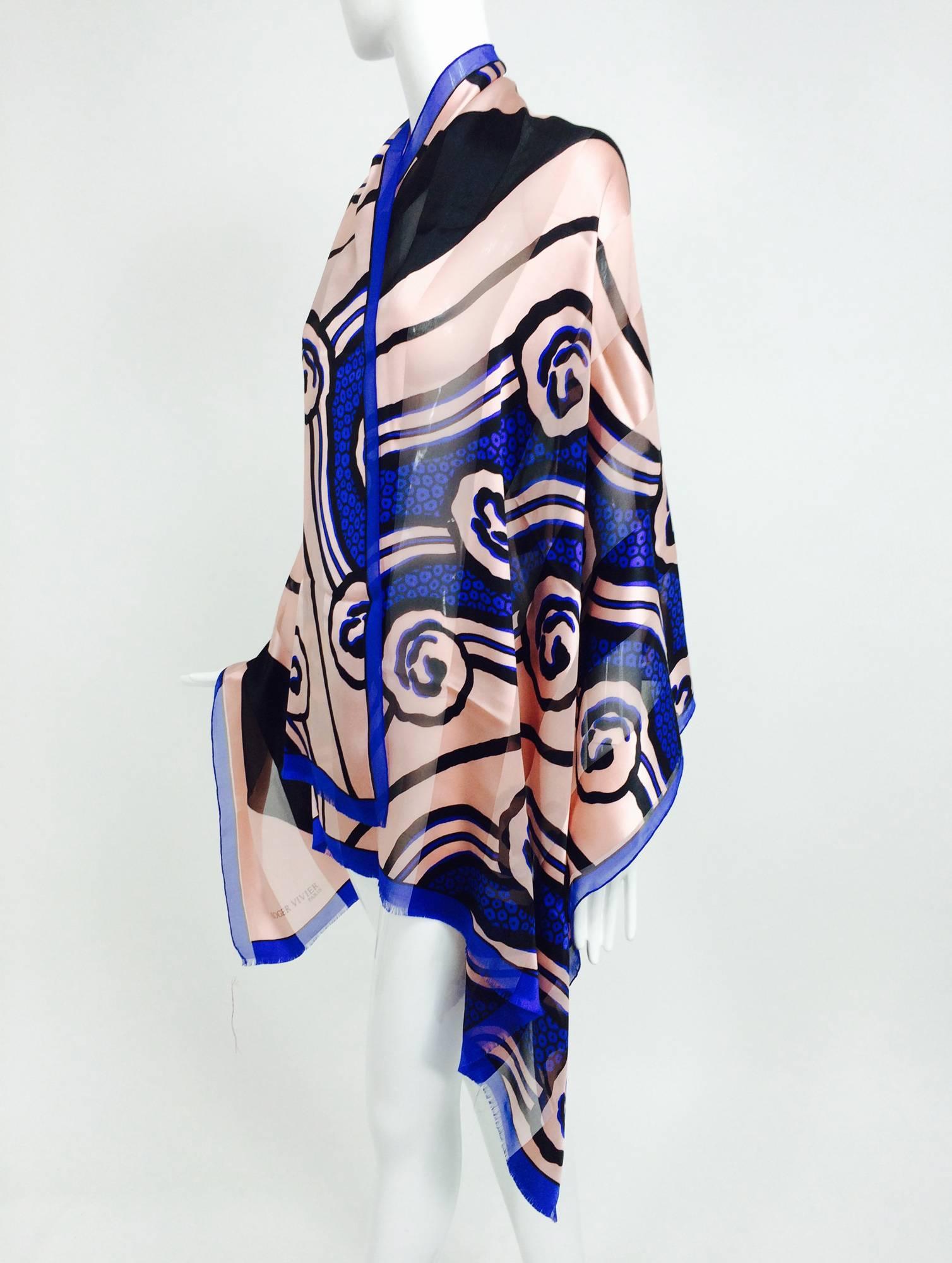 Vintage Roger Vivier Paris Art Deco design silk shawl 1990s 3