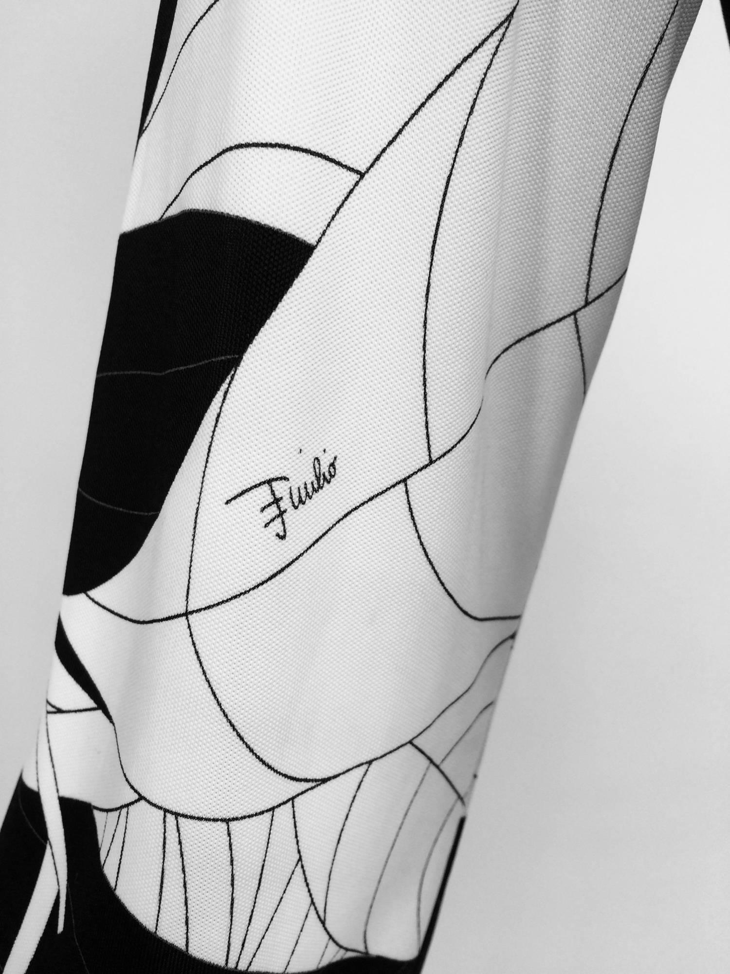Pucci black & white long sleeve silk jersey dress 2