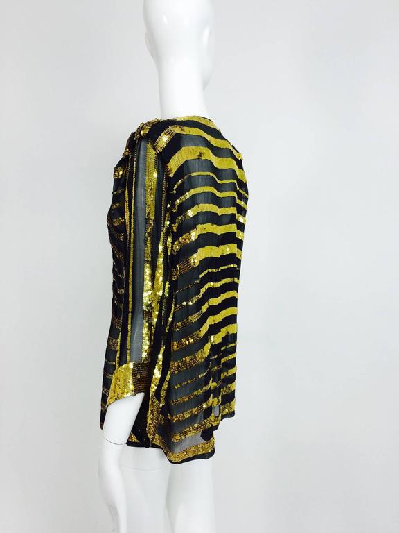 Vintage Sweelo black silk and gold sequin kimono style jacket 1970s unworn 2