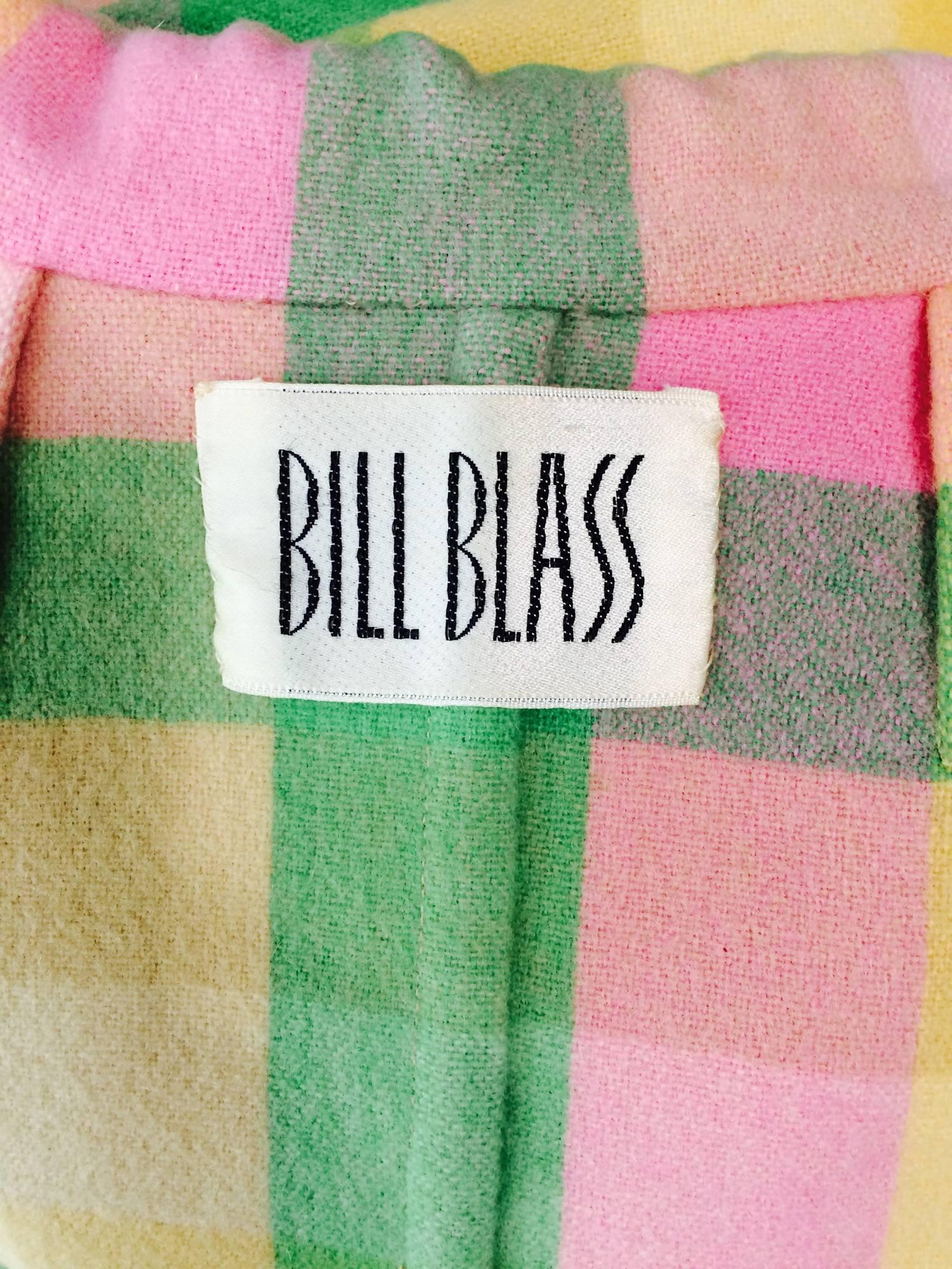 Vintage Bill Blass double face wool pastel plaid coat 1970s 4