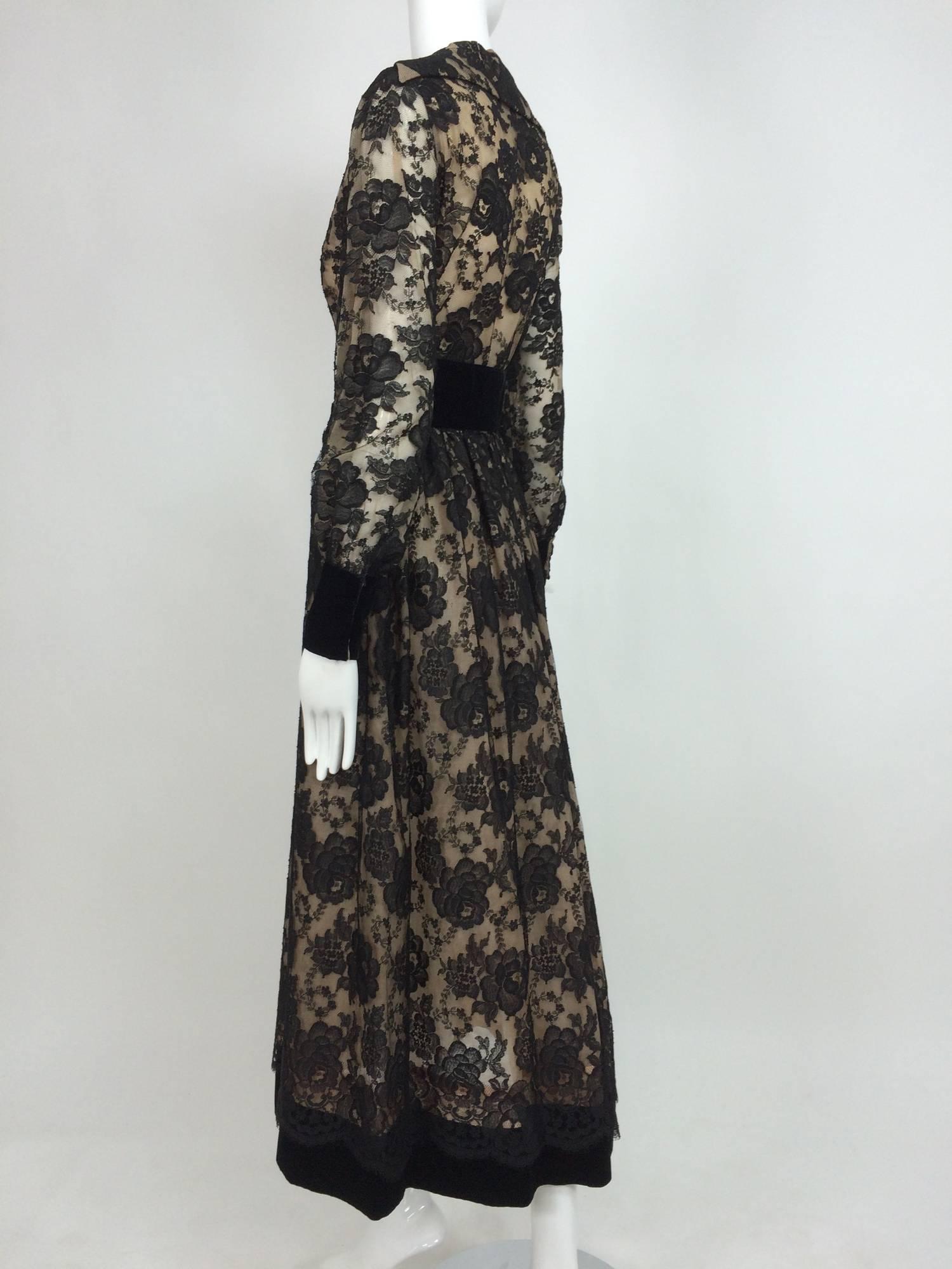 Vintage Lillie Rubin black lace & velvet dress 1970s 3