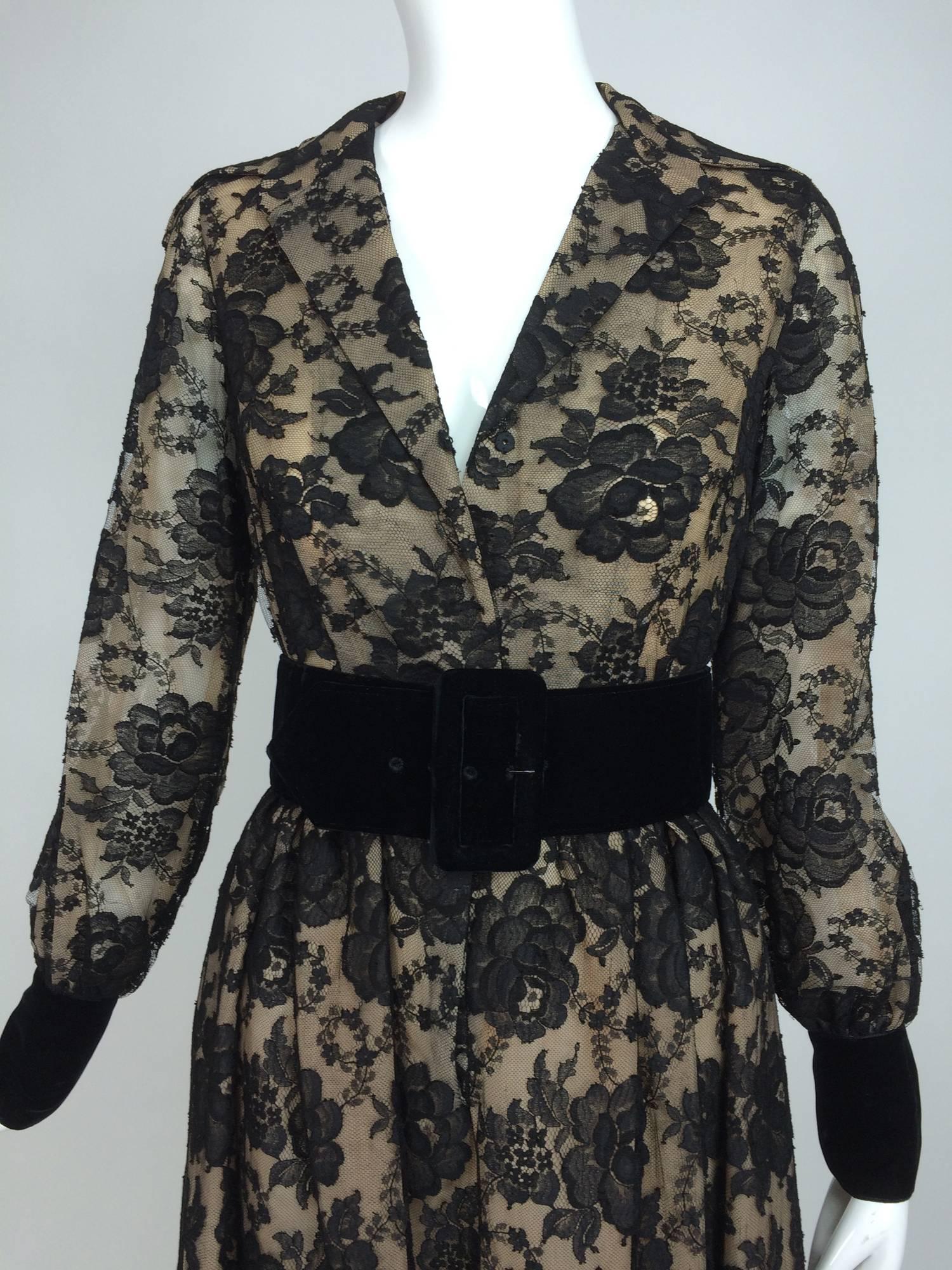 Vintage Lillie Rubin black lace & velvet dress 1970s 5