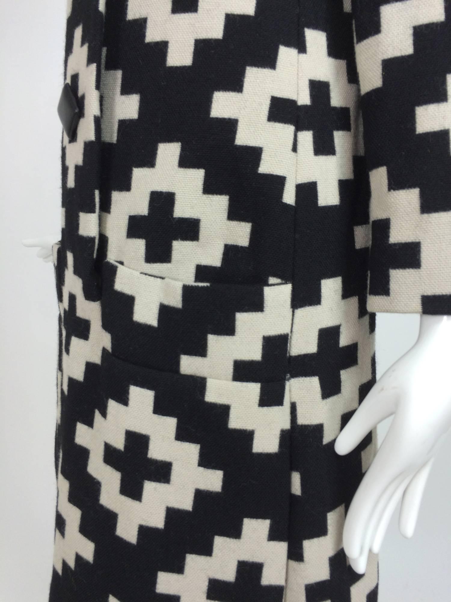 Black Vintage Donald Brooks geometric black & white coat dress 1960s