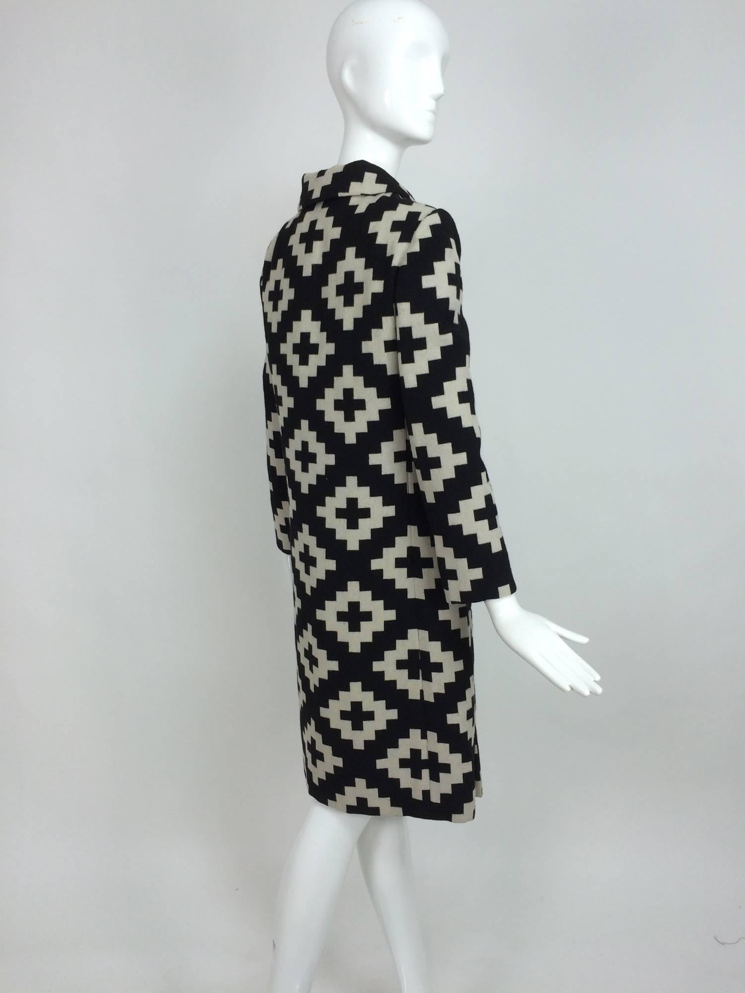 Vintage Donald Brooks geometric black & white coat dress 1960s 3