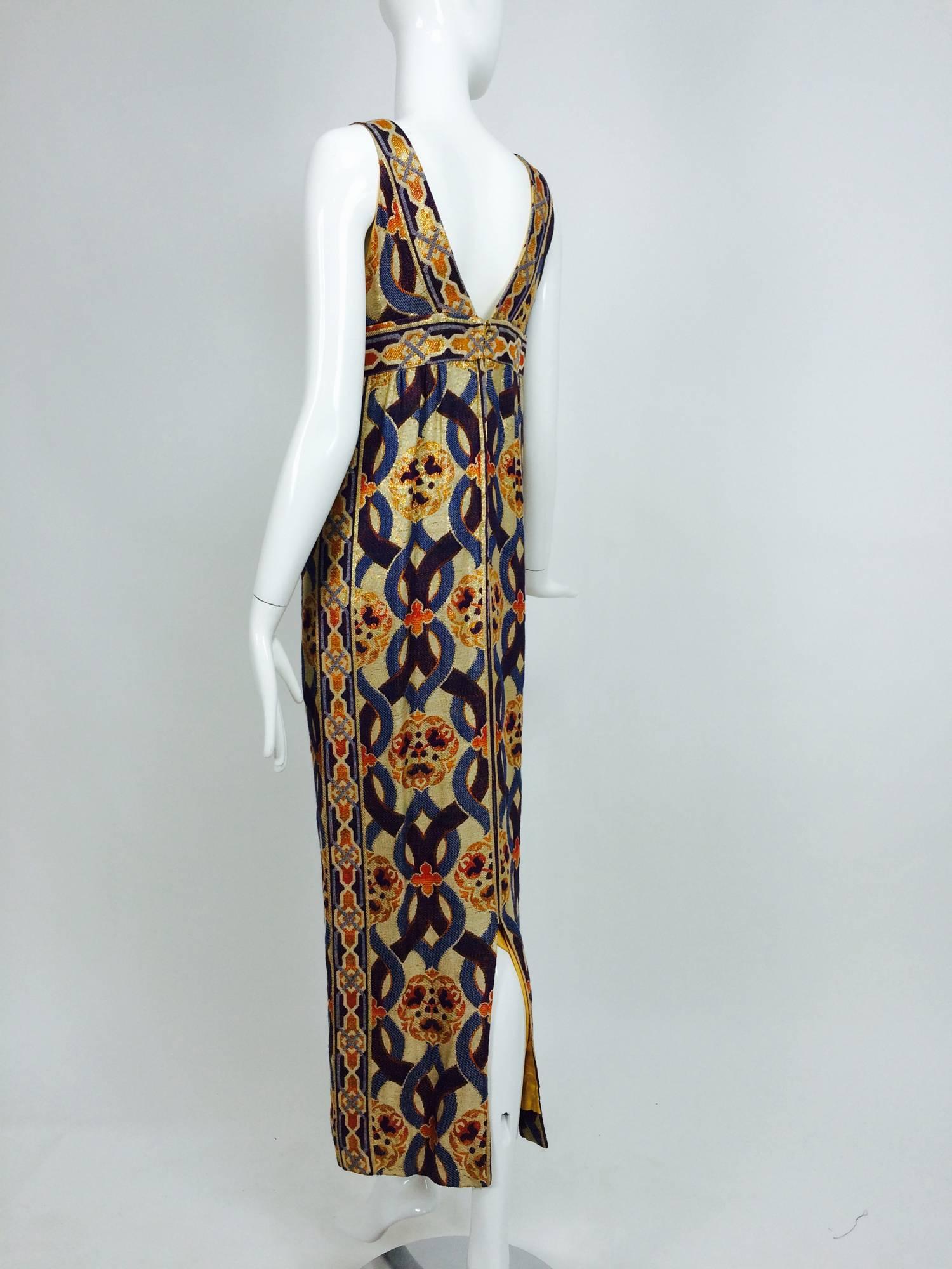Vintage S. Howard Hirsh California Plunge Neck 1960s Maxi Dress In New Condition In West Palm Beach, FL