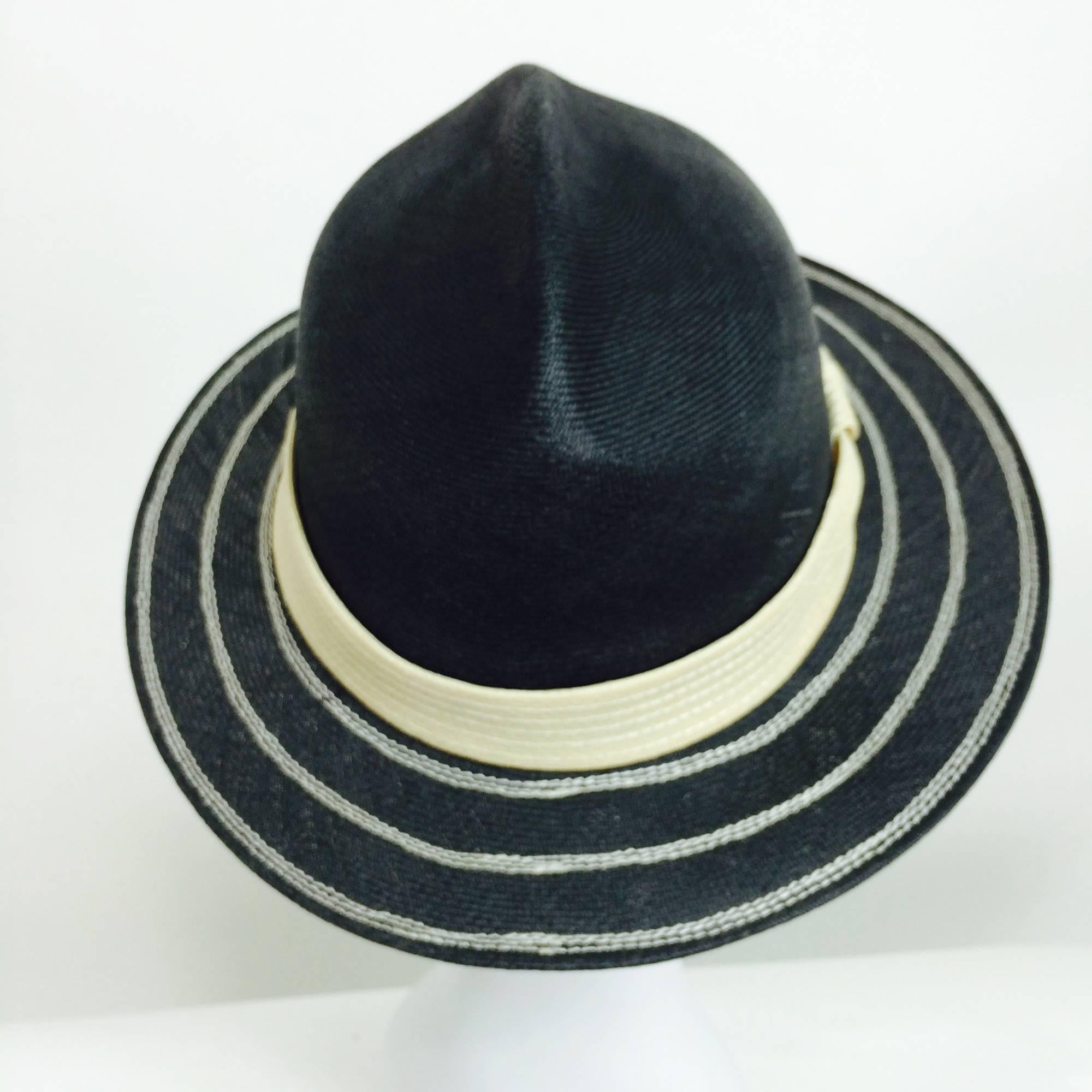 black straw fedora hat