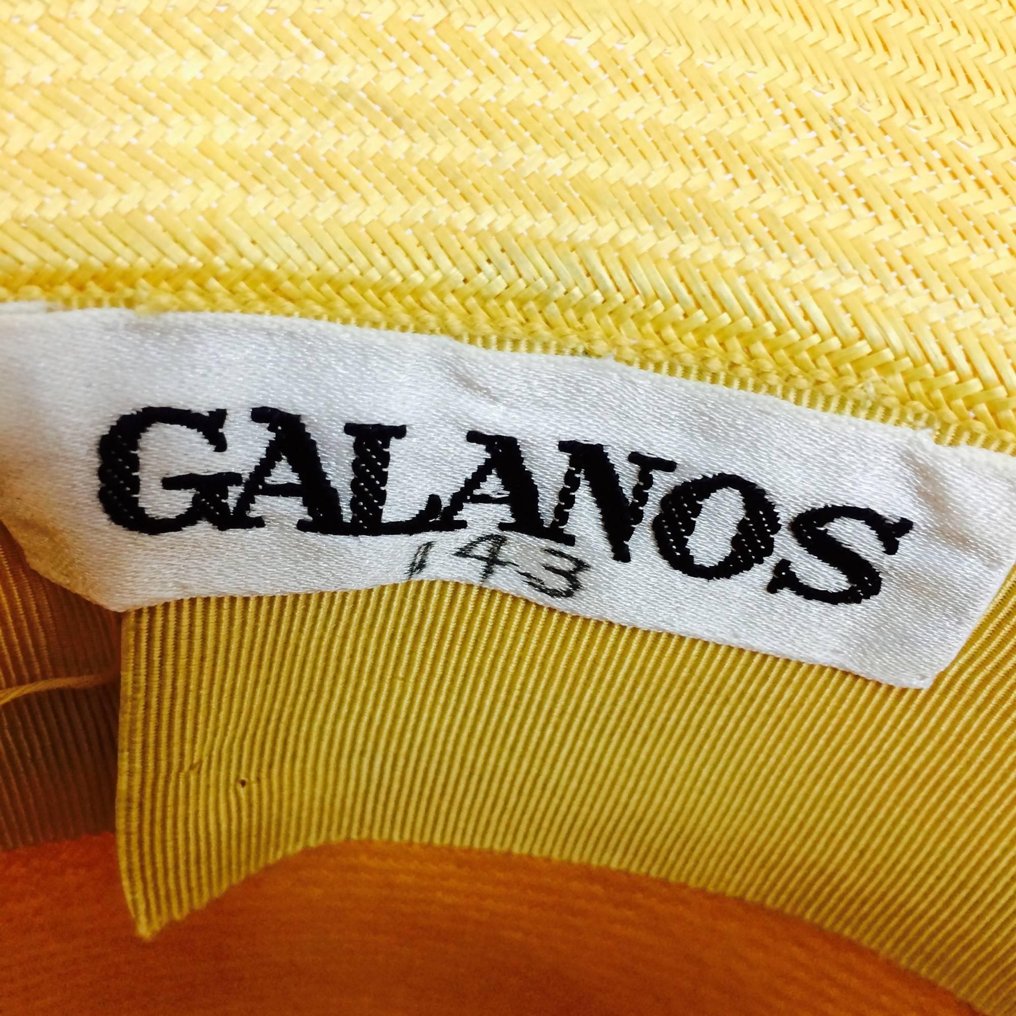 Vintage James Galanos golden yellow straw cloche hat 1960s 1