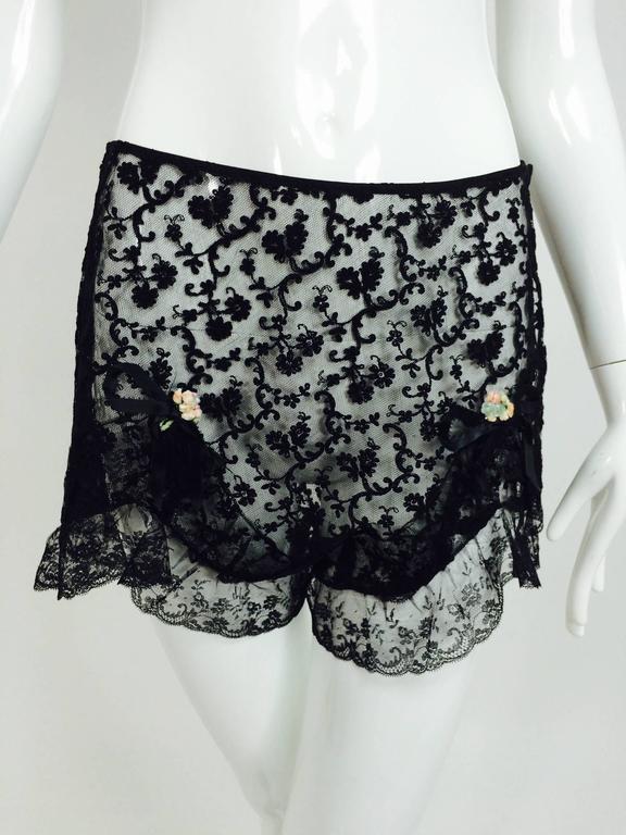 1940s pin up black lace bra and panties unworn labeled Joan's Specialty ...
