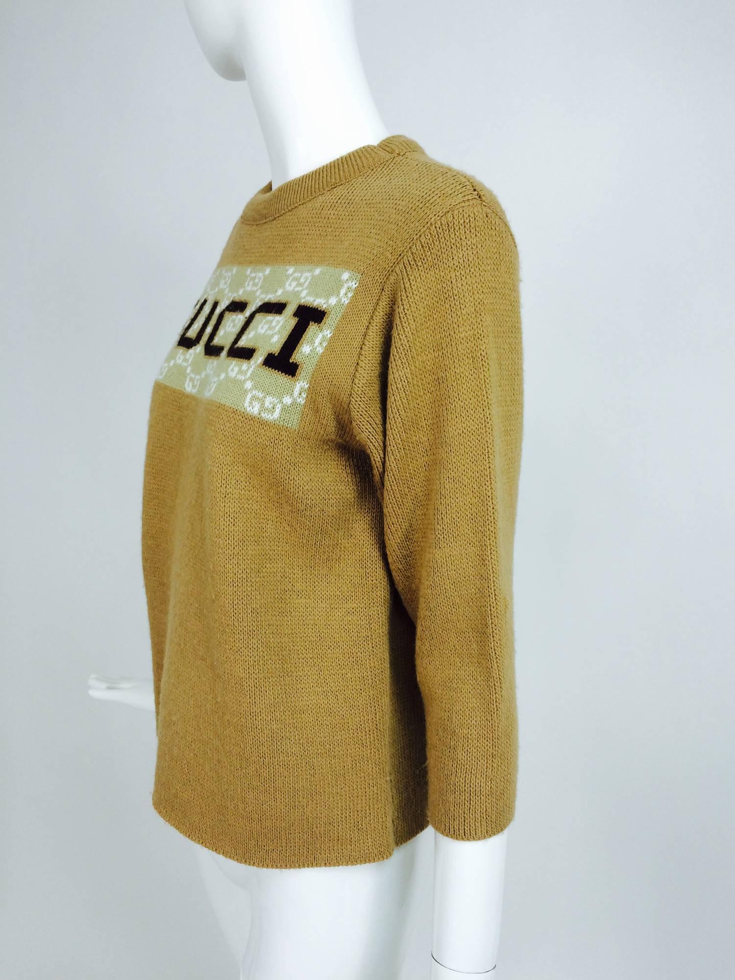 Vintage Gucci novelty logo sweater 1970s In Excellent Condition In West Palm Beach, FL